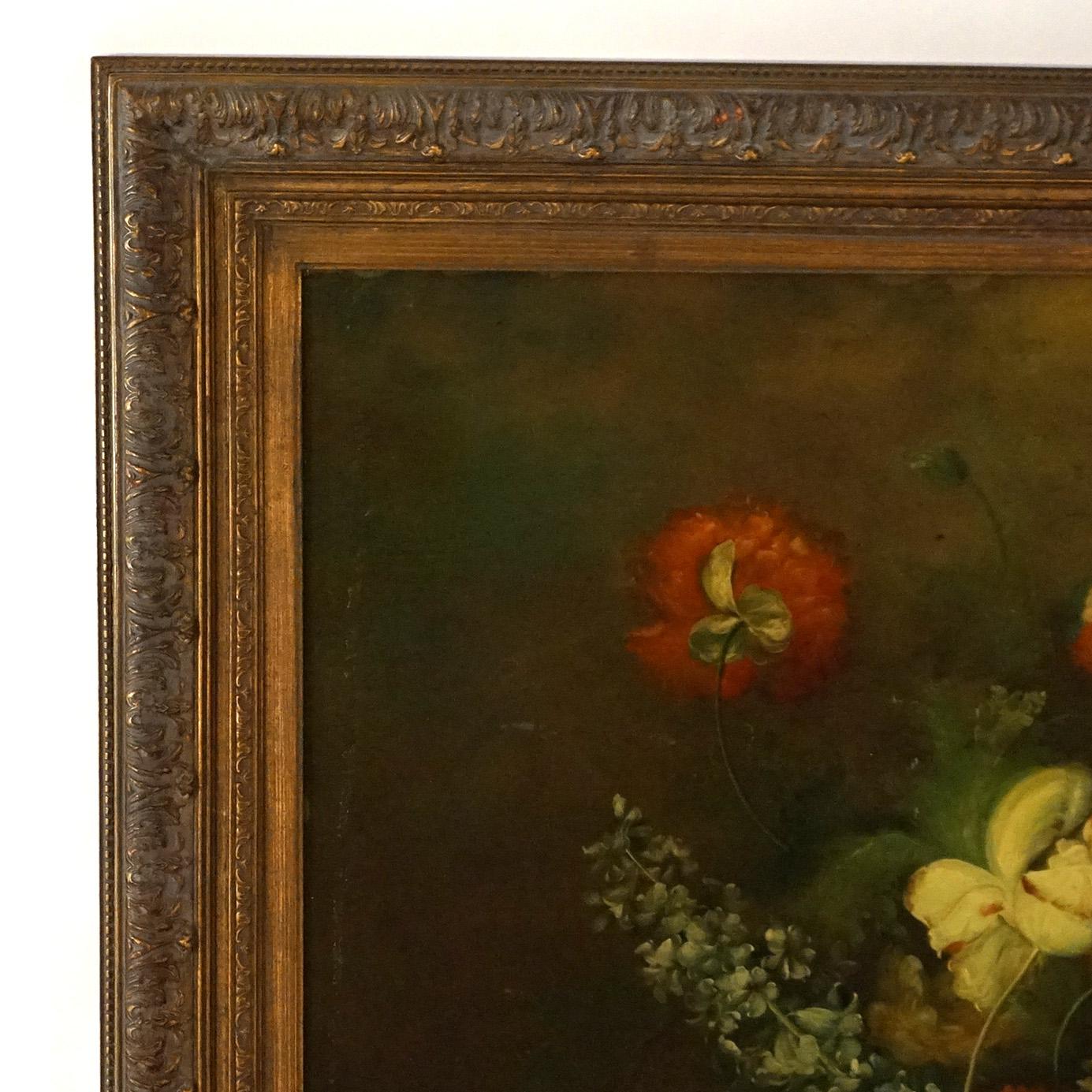 Monumental Floral Still Life Oil Painting 20th C For Sale 5
