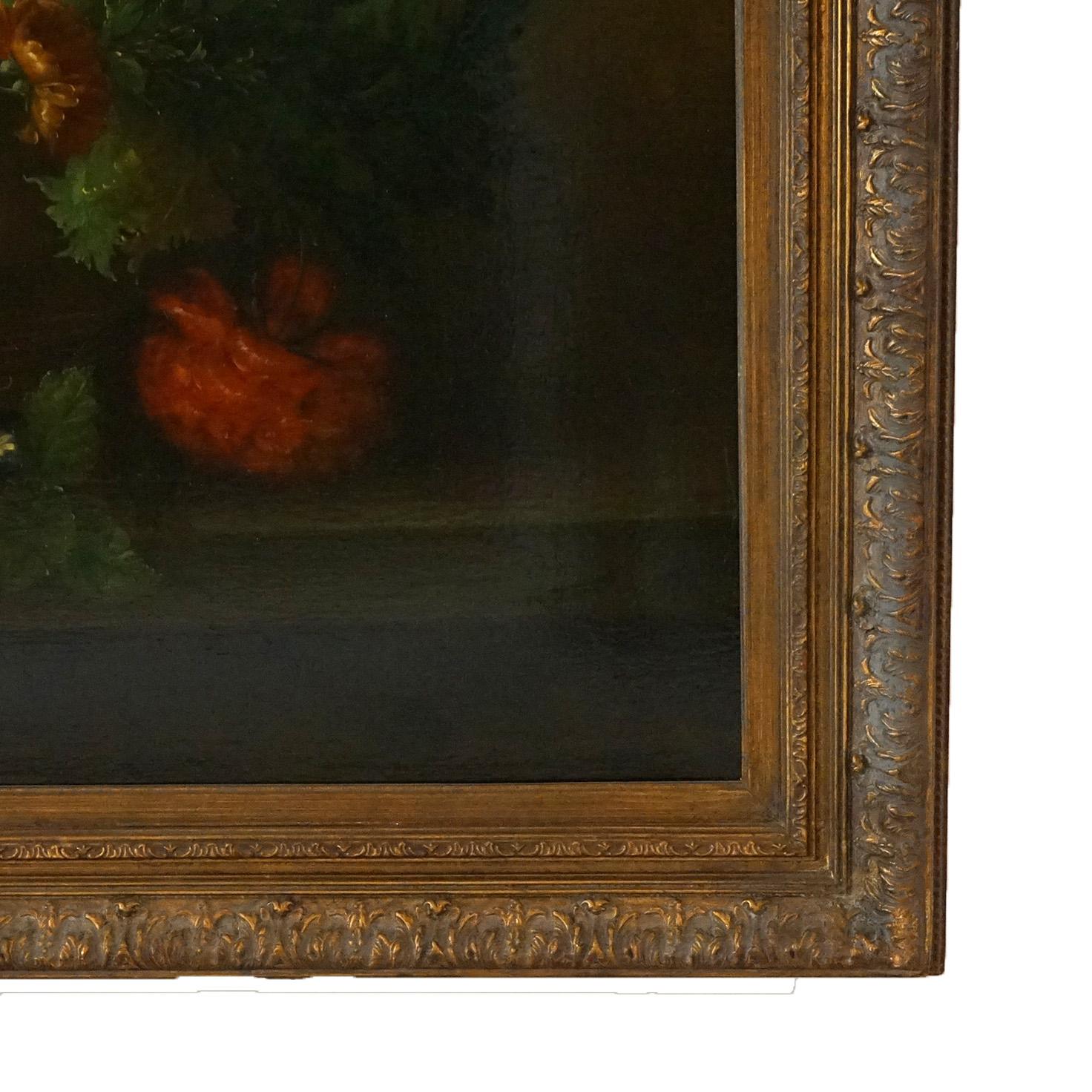 Monumental Floral Still Life Oil Painting 20th C In Good Condition For Sale In Big Flats, NY