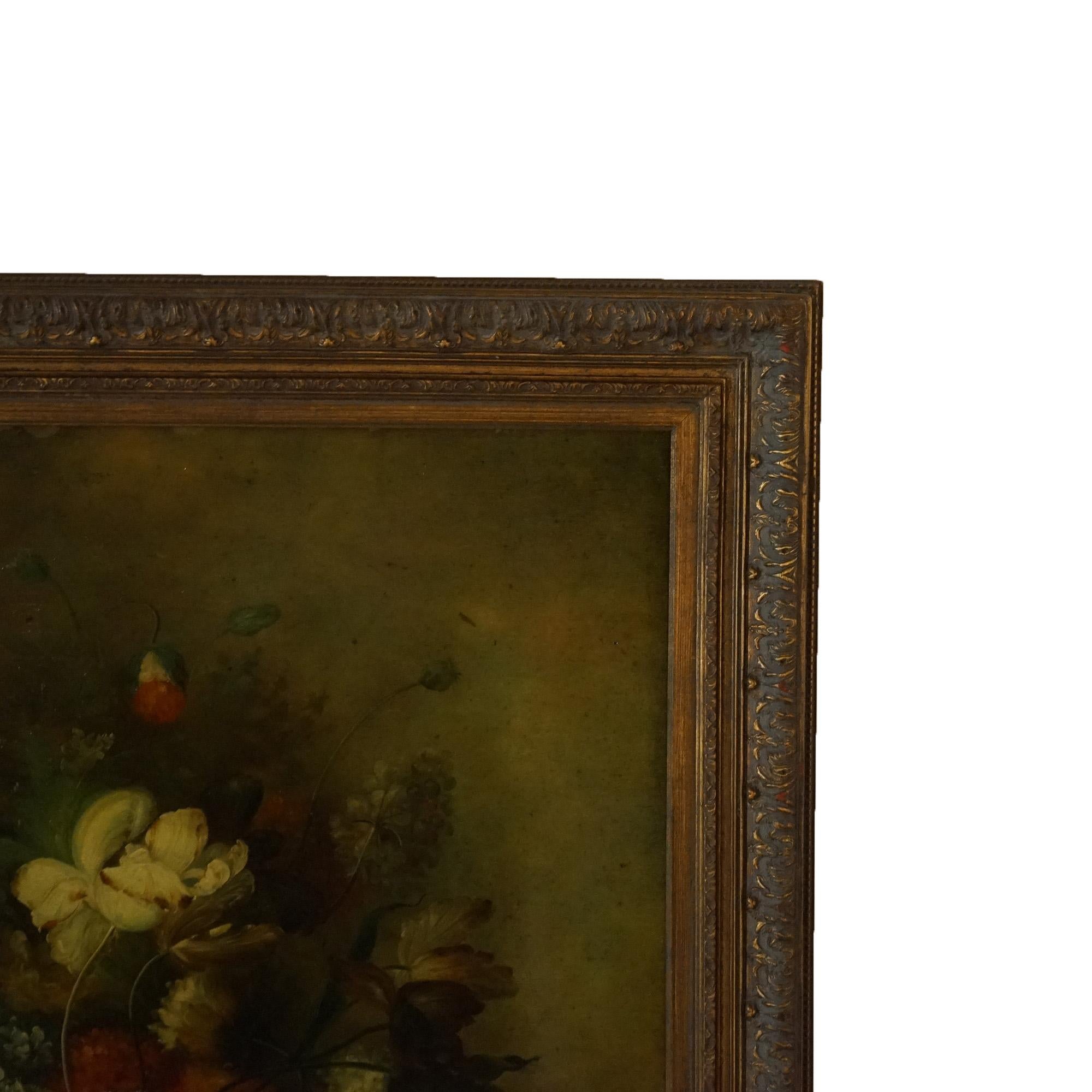 20th Century Monumental Floral Still Life Oil Painting 20th C For Sale