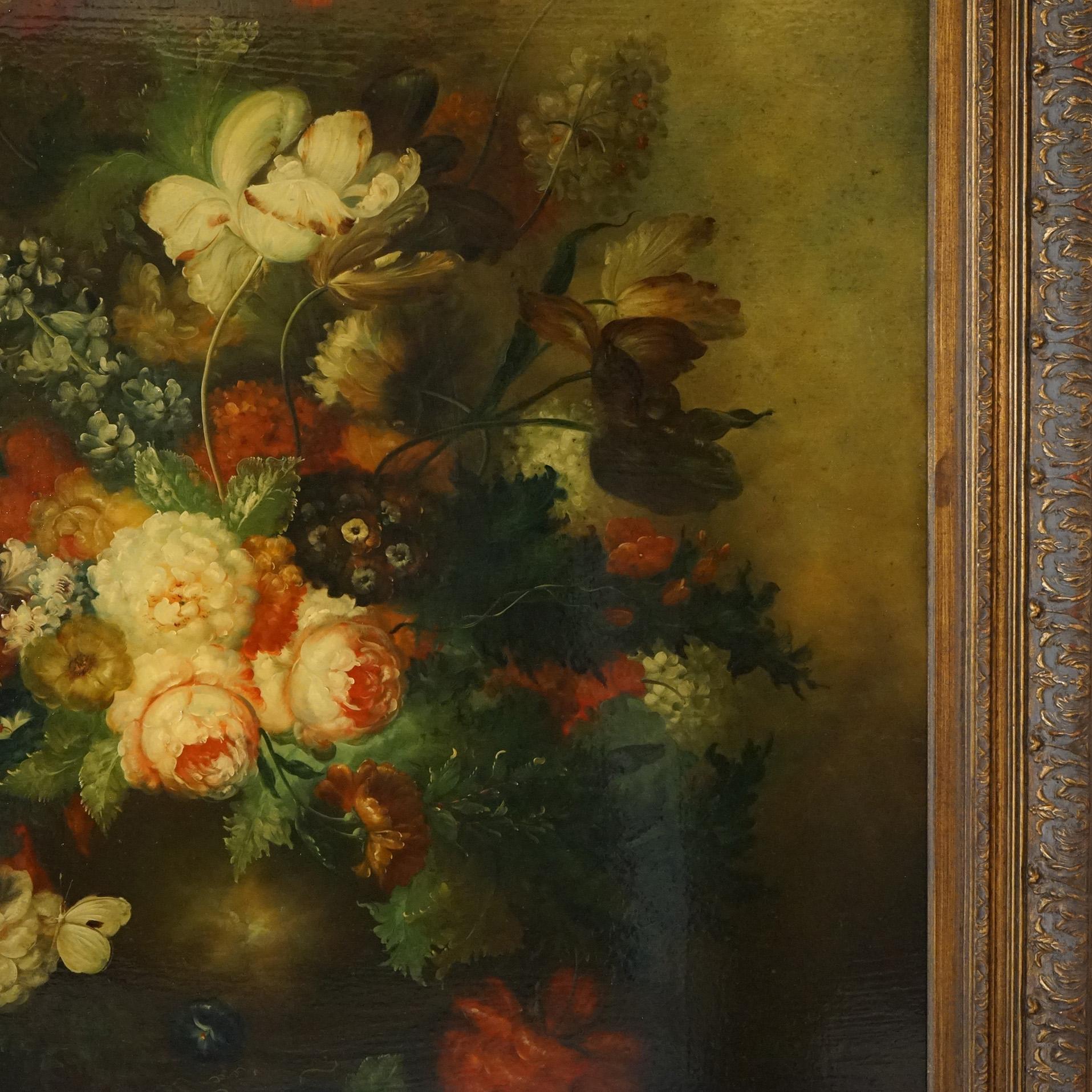 Monumental Floral Still Life Oil Painting 20th C For Sale 1