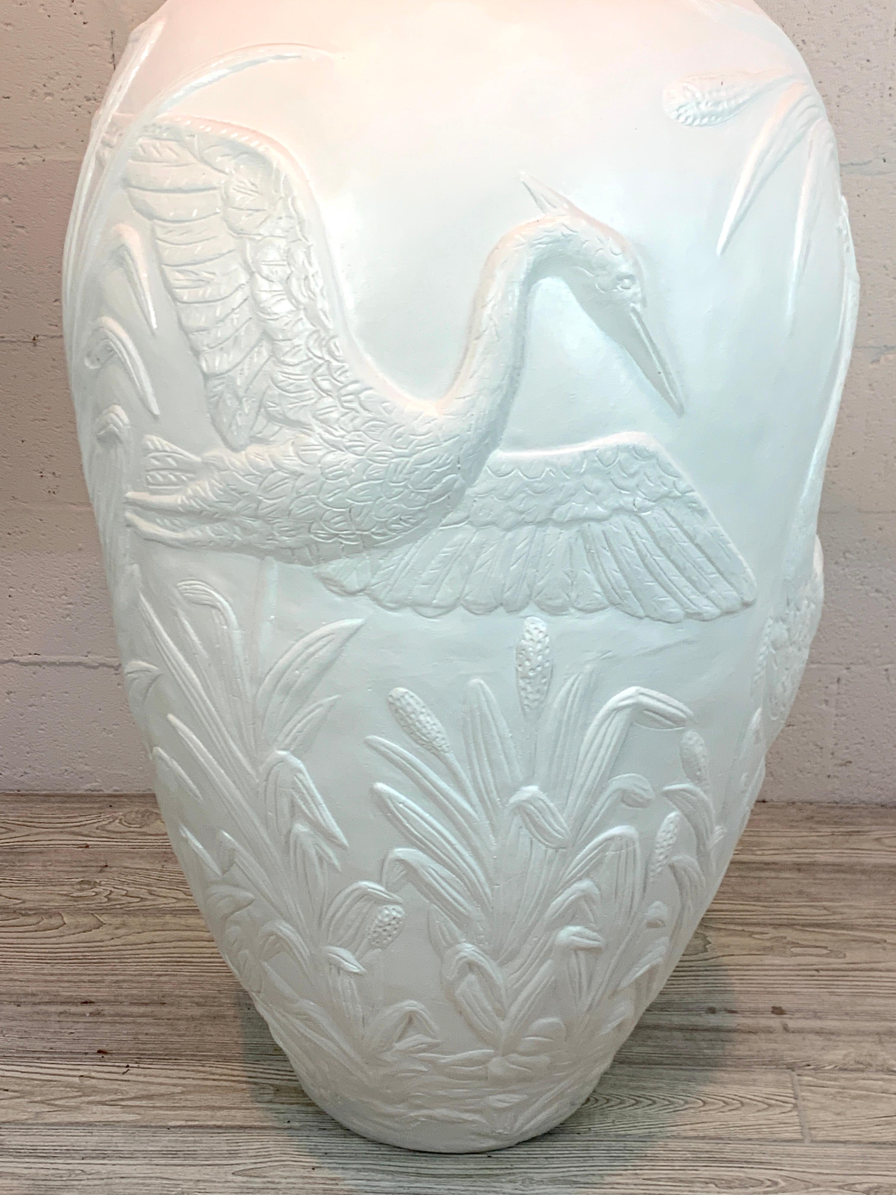 Lacquered Monumental Florida Modern Heron Vase, circa 1980