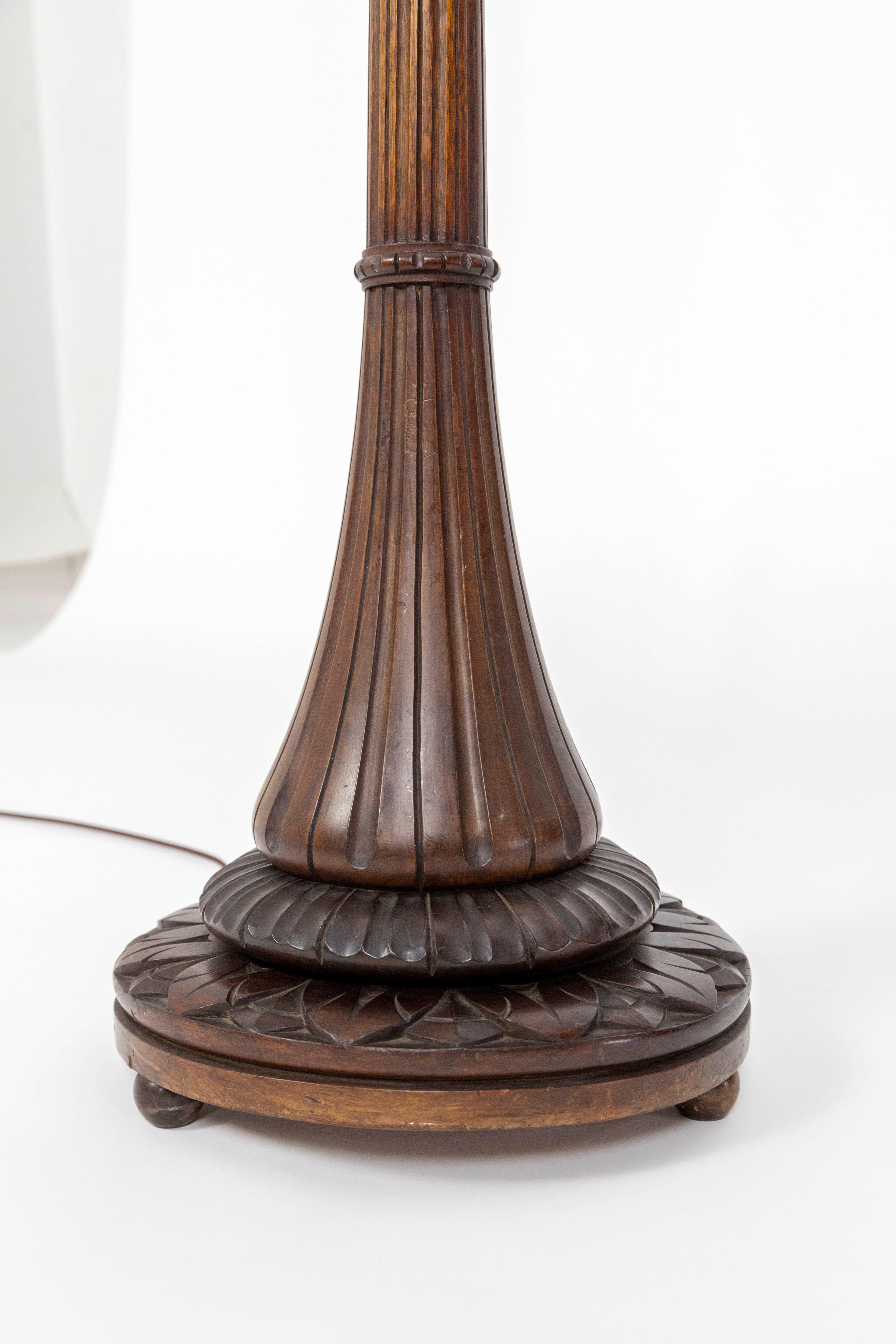 Monumental Fluted Mahogany Floor Lamp 1