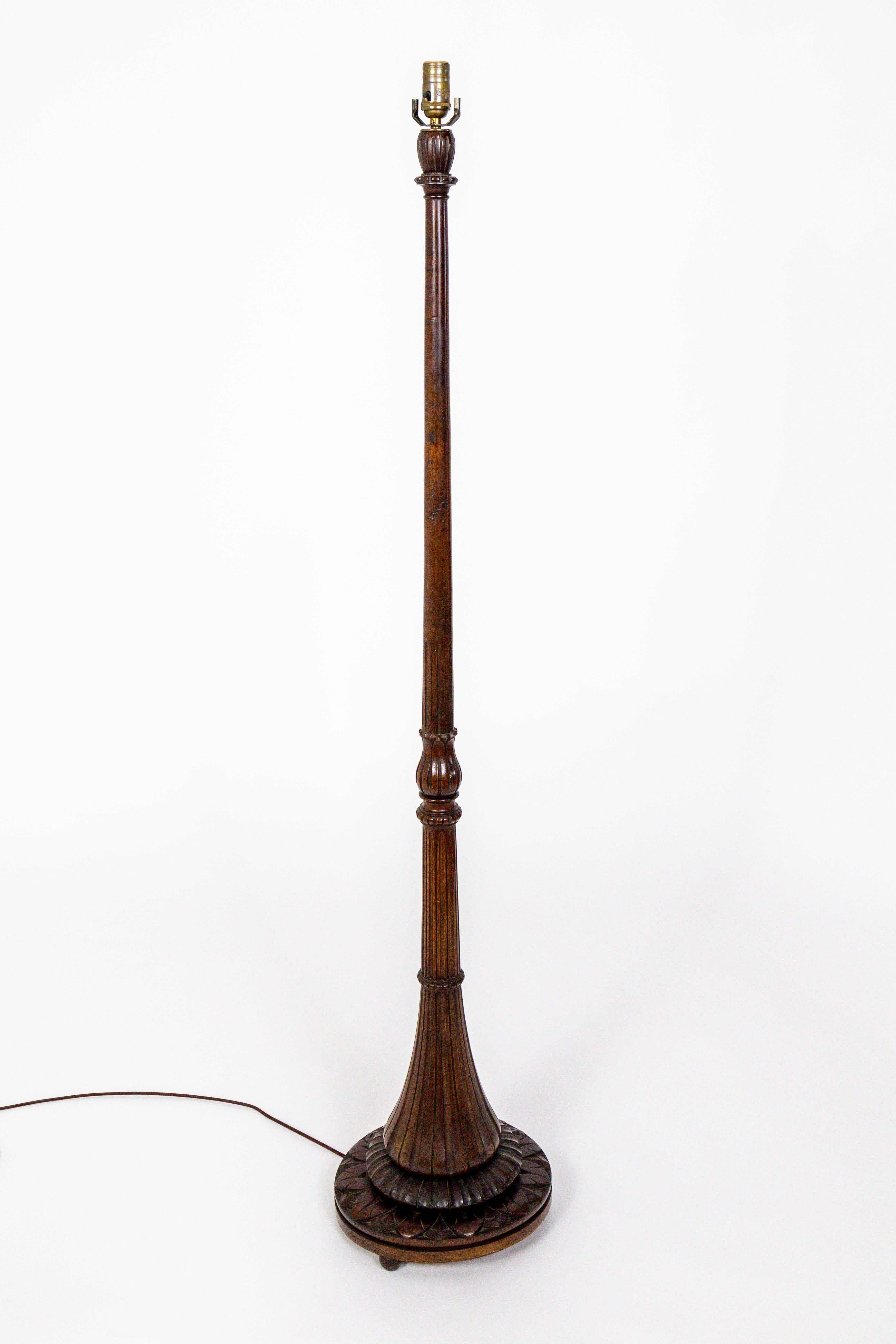 Monumental Fluted Mahogany Floor Lamp 2