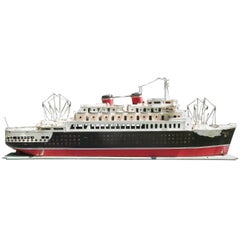 Vintage Monumental Folk Art Ocean Liner Hand Made Model