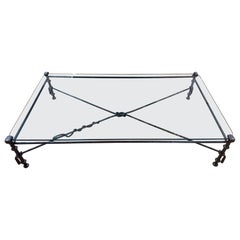 Table basse monumentale en fer forgé et verre Serpent Manner of Diego Giacometti