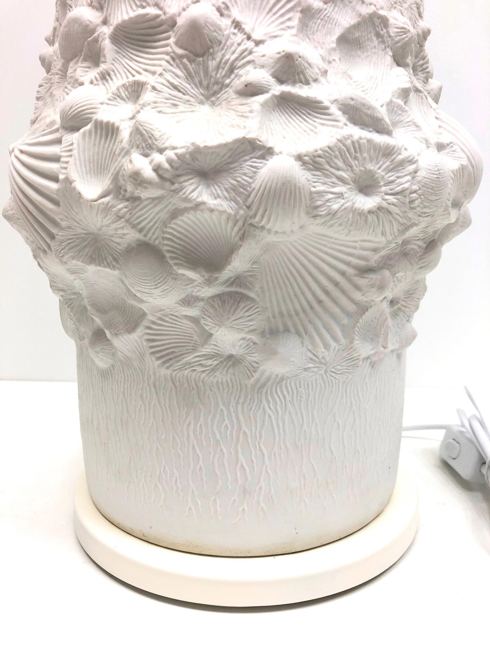 Monumental Fossil Shell Table Lamp Foot Bisque Porcelain, 1960s Kaiser Porcelain 4