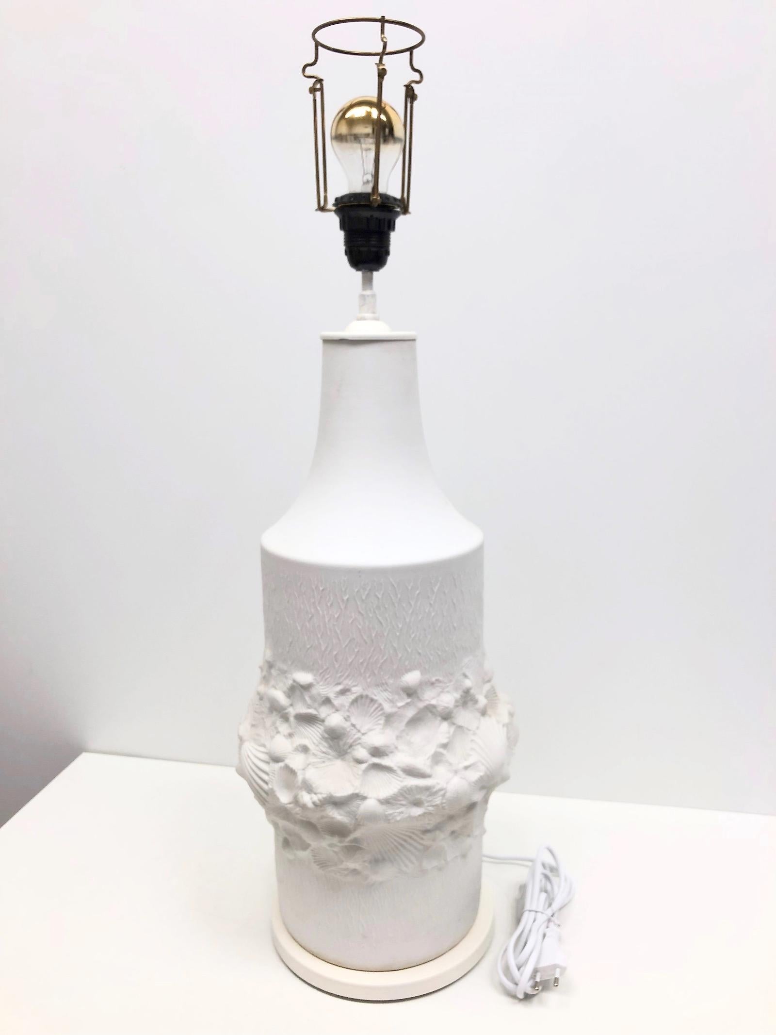 Monumental Fossil Shell Table Lamp Foot Bisque Porcelain, 1960s Kaiser Porcelain 5