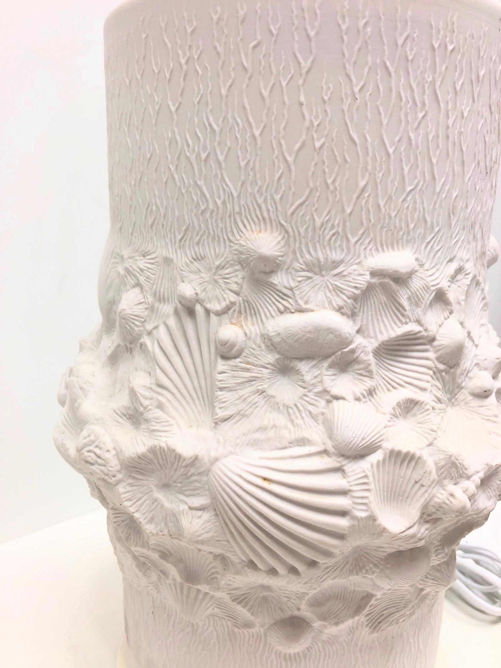 Monumental Fossil Shell Table Lamp Foot Bisque Porcelain, 1960s Kaiser Porcelain 2