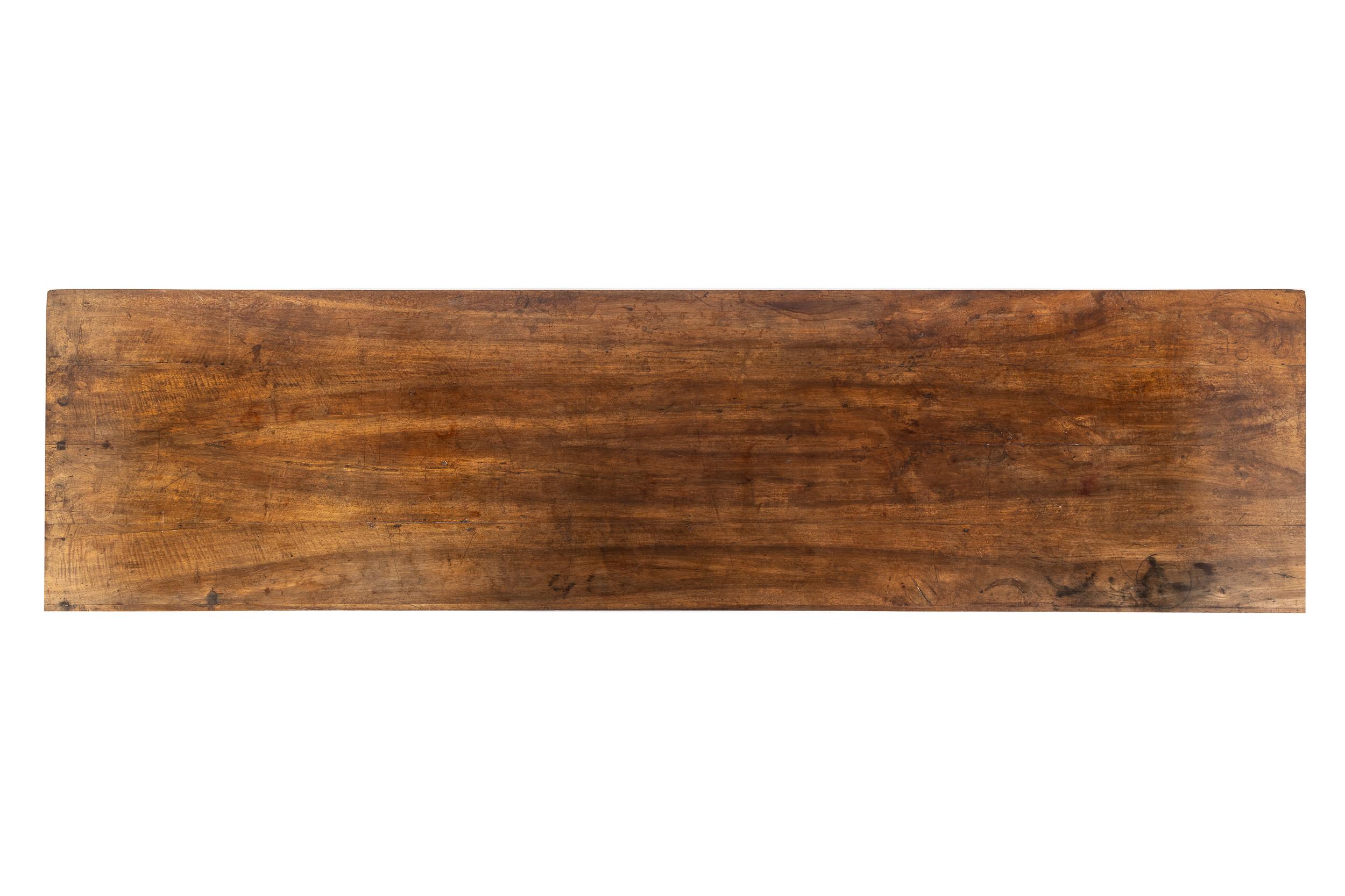 Monumental Four Metre 19th Century Italian Walnut Refectory Table For Sale 9