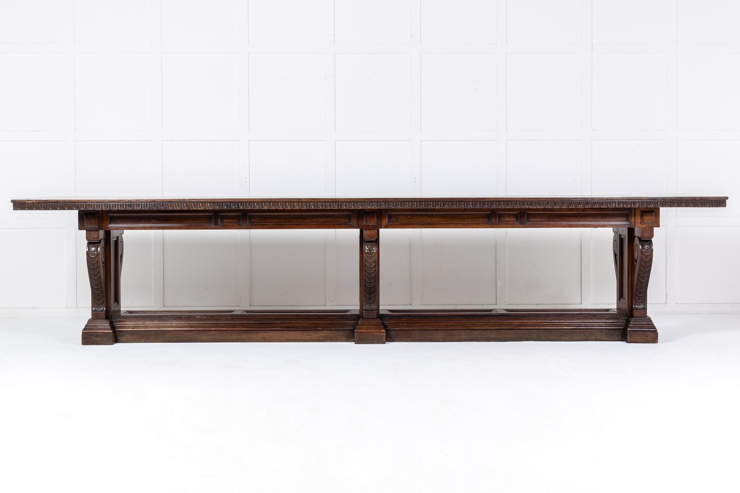 Monumental Four Metre 19th Century Italian Walnut Refectory Table For Sale 6