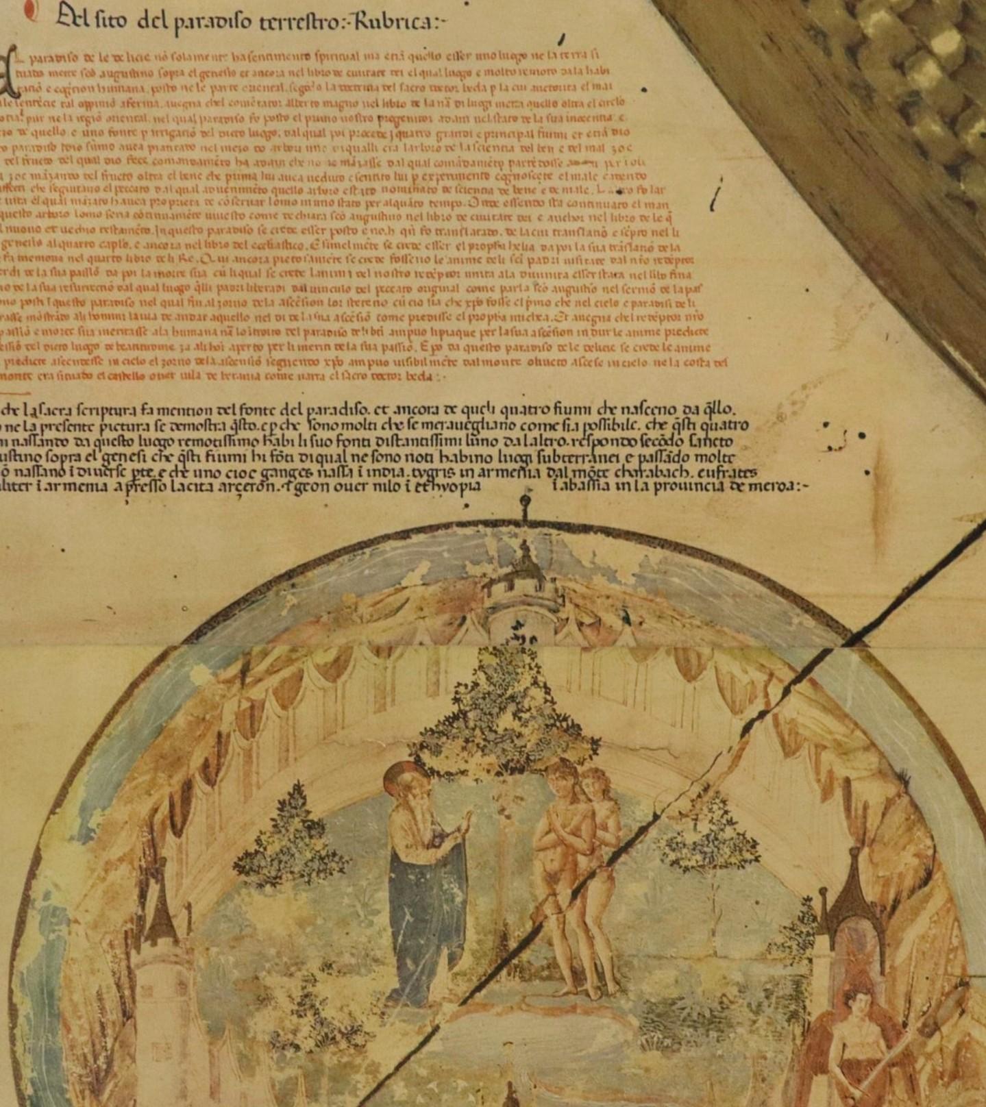 20th Century Monumental Framed Medieval Facsimile Map Of The World Fra Mauro Wood Wall Panel For Sale