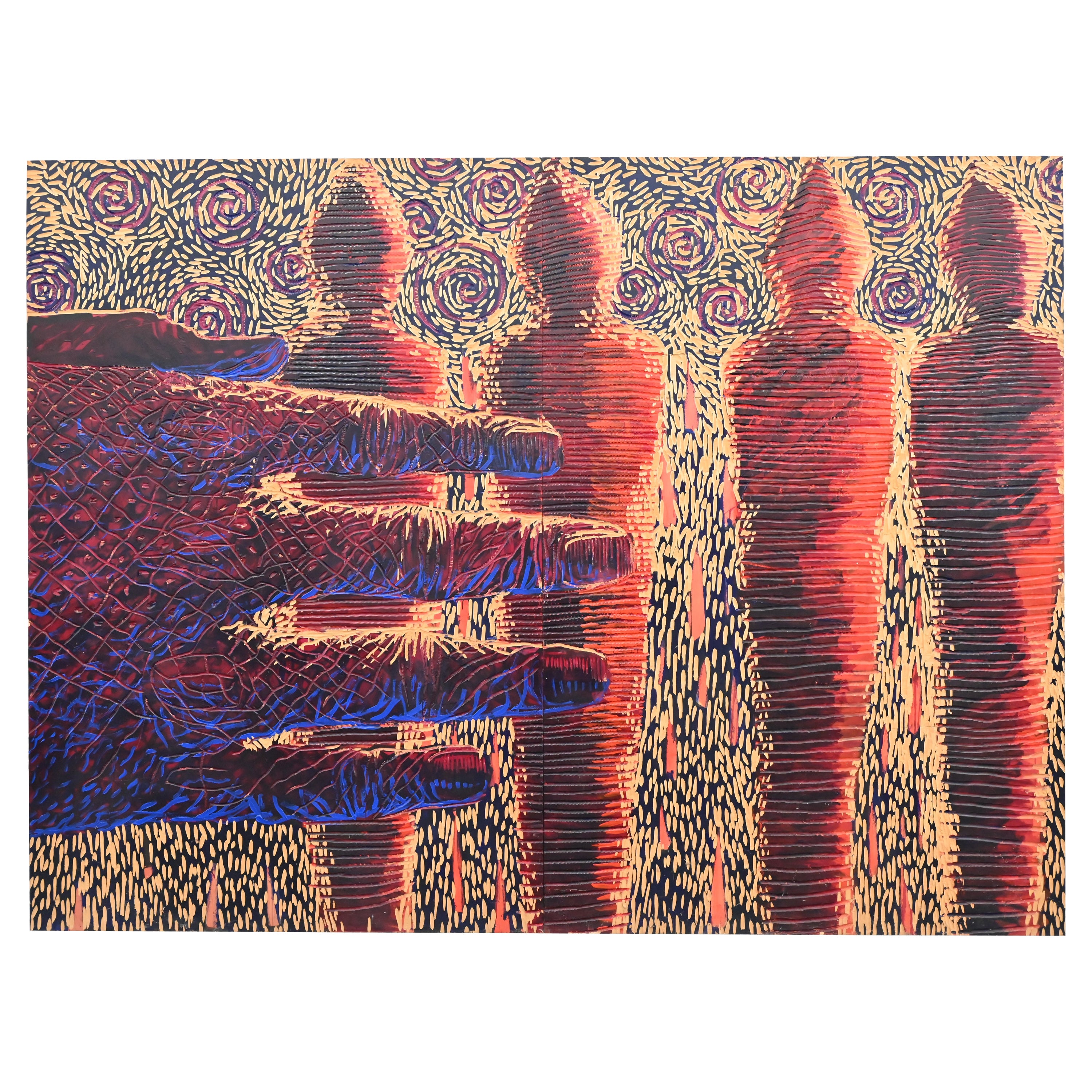 Peinture monumentale de Frank Hyder "The Procession", 72" x 96" en vente