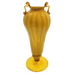 Monumental Fratelli Toso Yellow Blown Murano Glass Vase Italy 1930s Art Deco