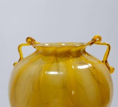 Monumental Fratelli Toso Yellow Murano Glass Vase Italy 1930s Art Deco