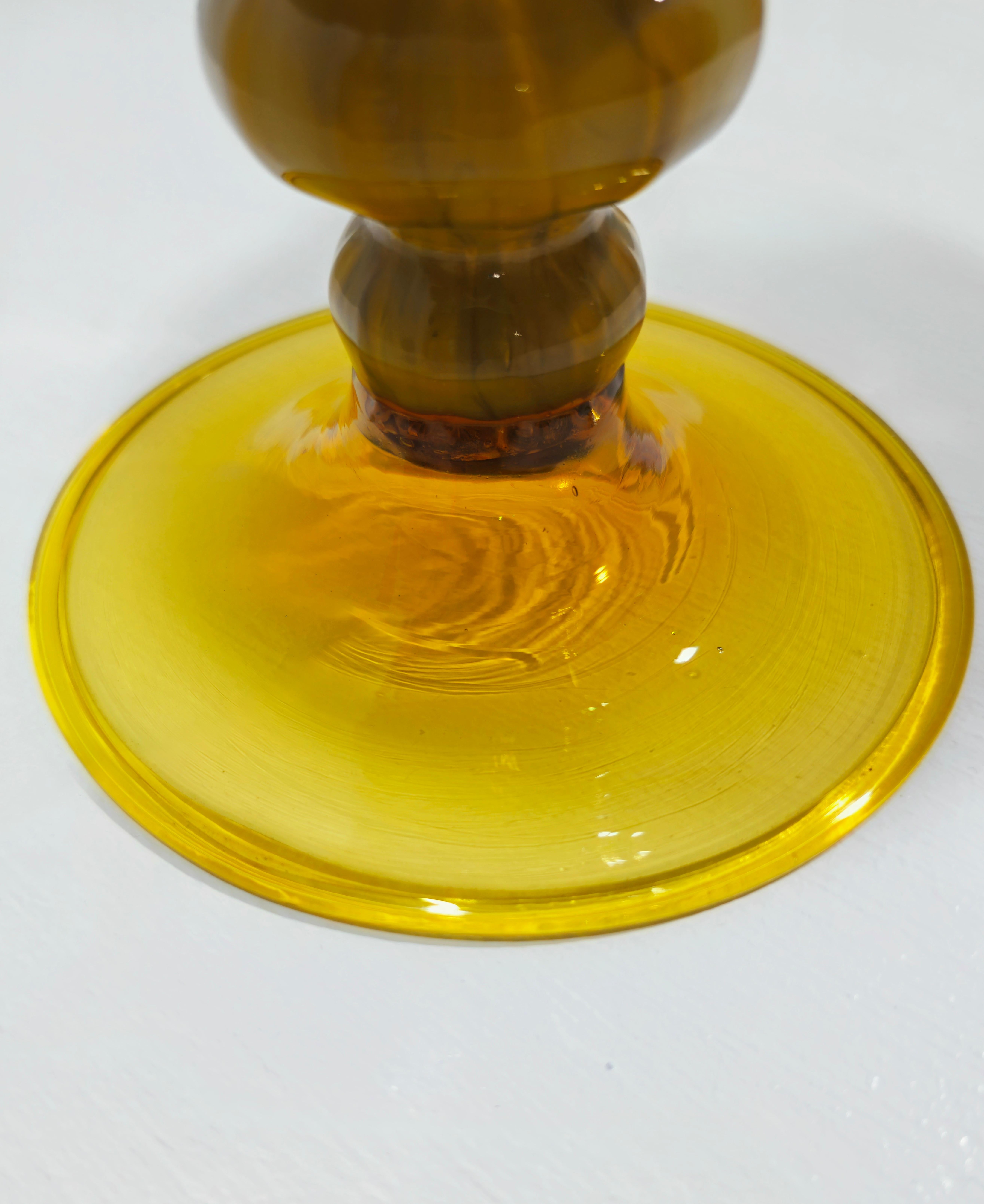 Italian Monumental Fratelli Toso Yellow Murano Glass Vase Italy 1930s Art Deco For Sale