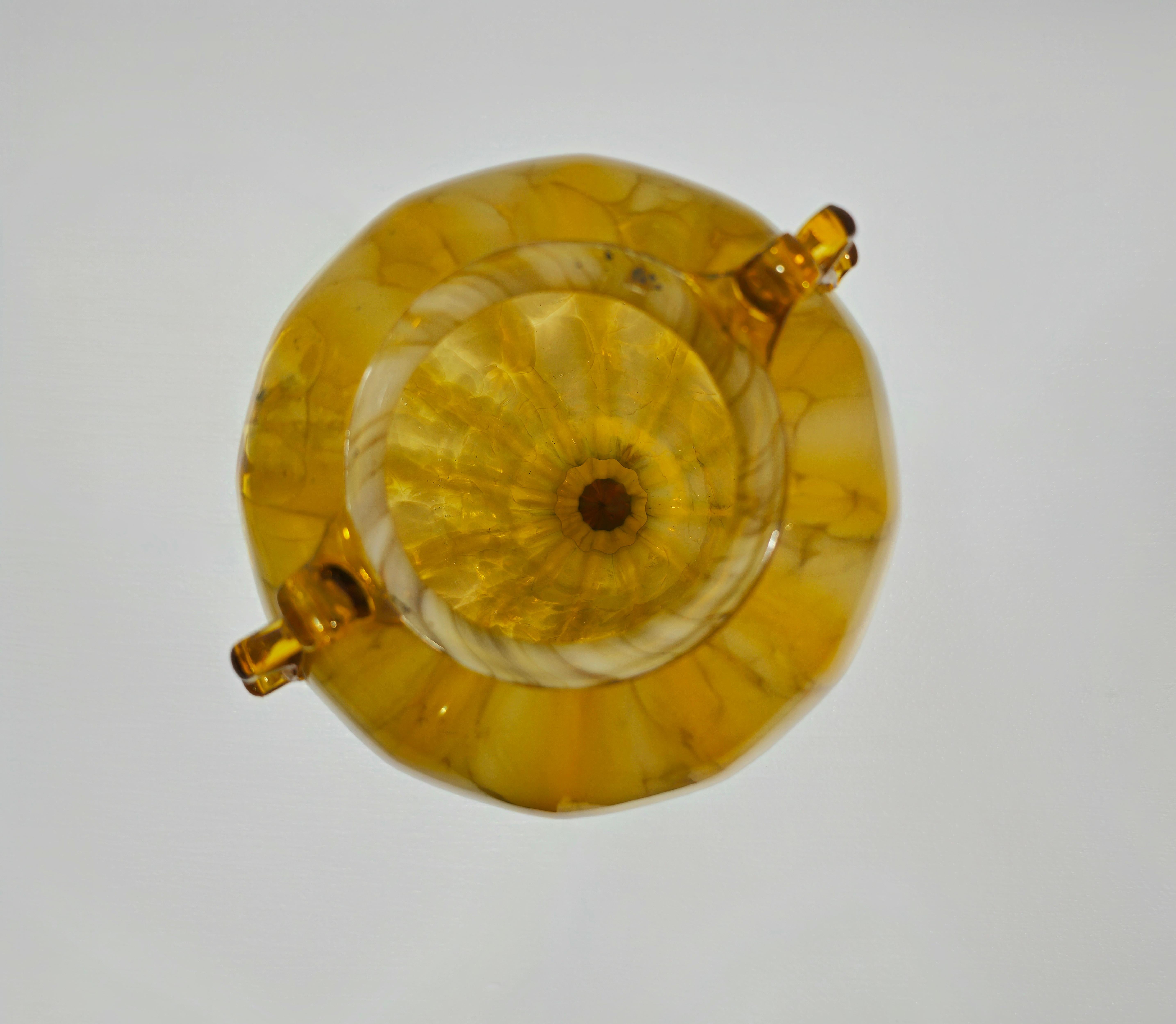 Monumental Fratelli Toso Yellow Murano Glass Vase Italy 1930s Art Deco For Sale 4