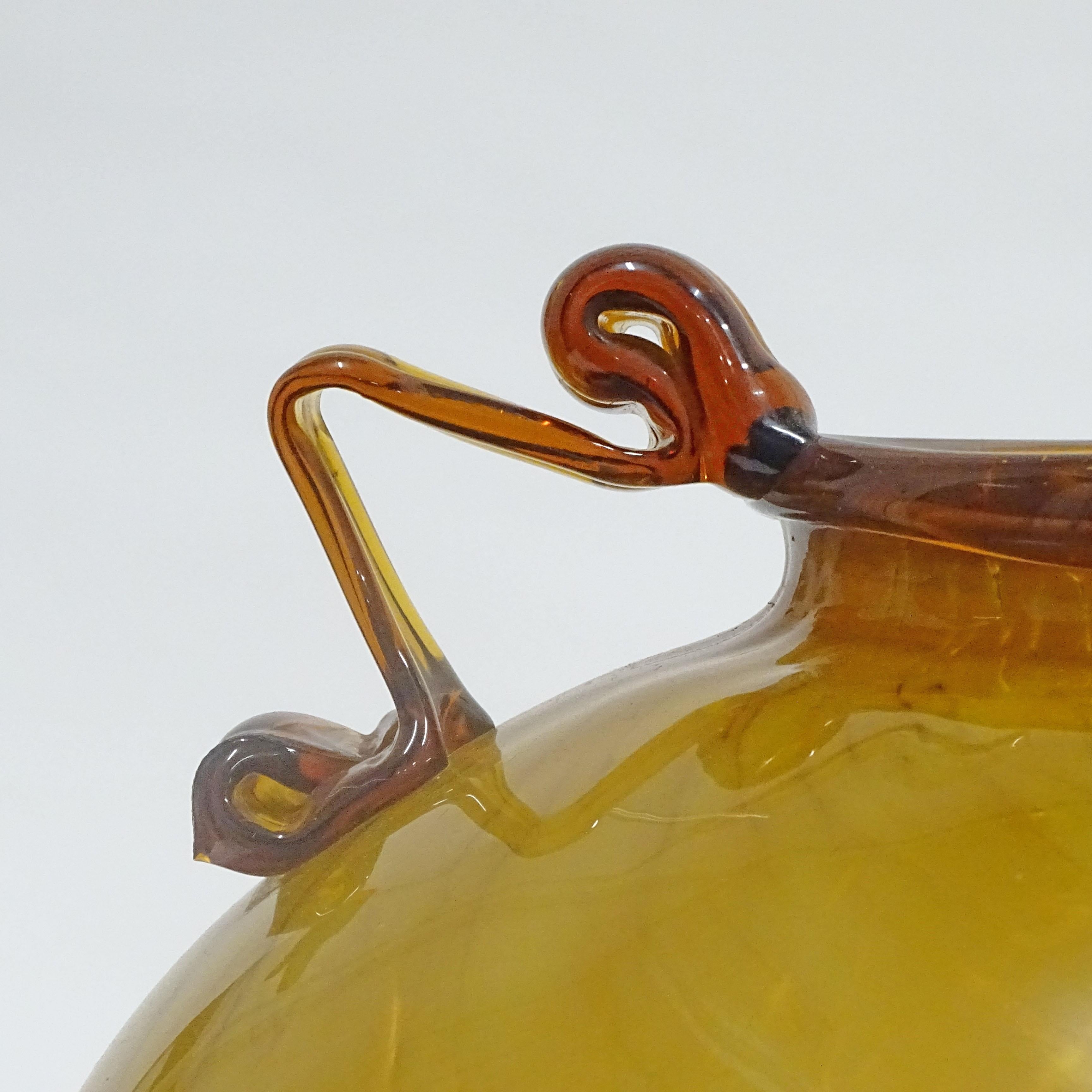 Splendid Monumental Fratelli Toso Yellow Murano glass vase, Italy 1930s