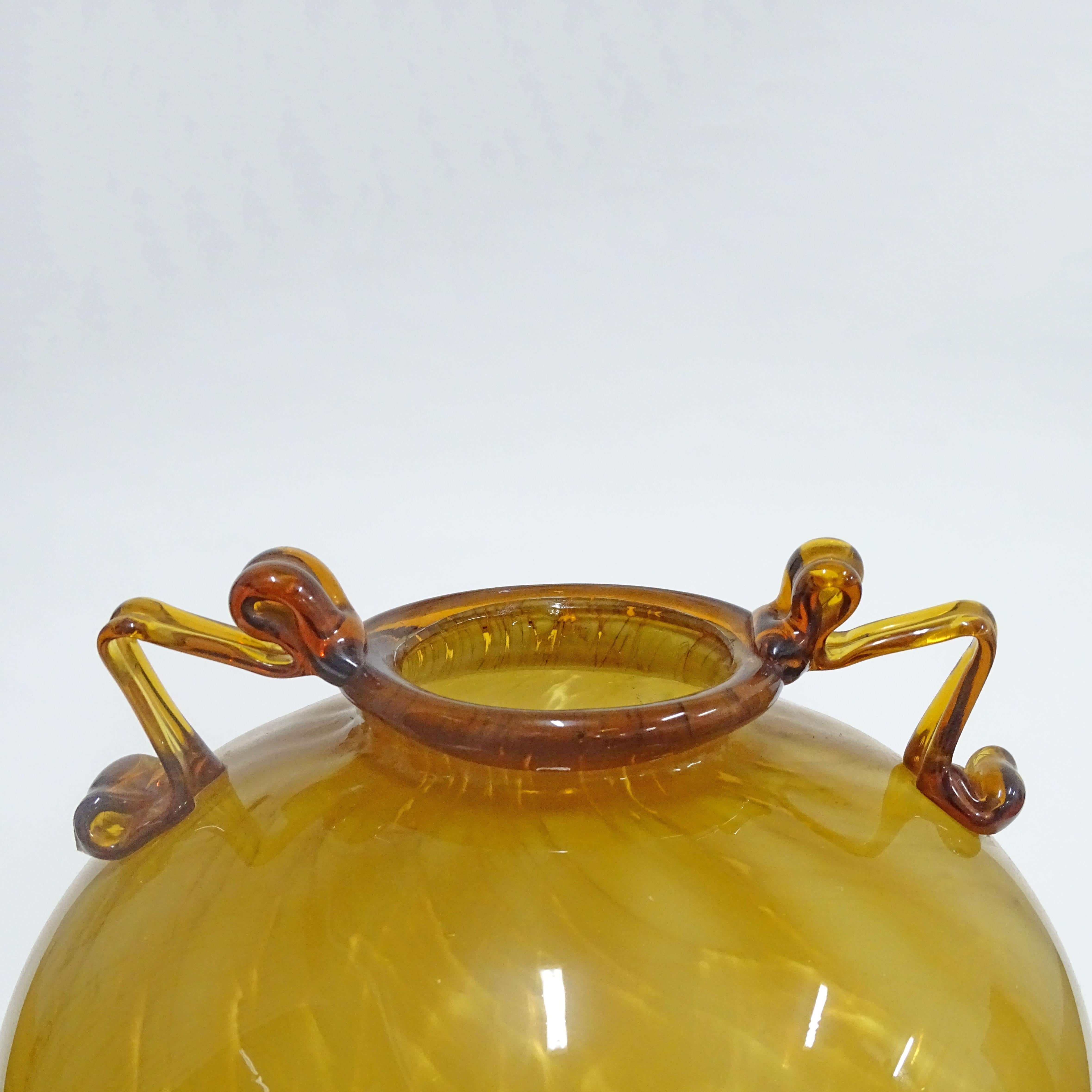 Art Deco Monumental Fratelli Toso Yellow Murano glass vase, Italy 1930s For Sale