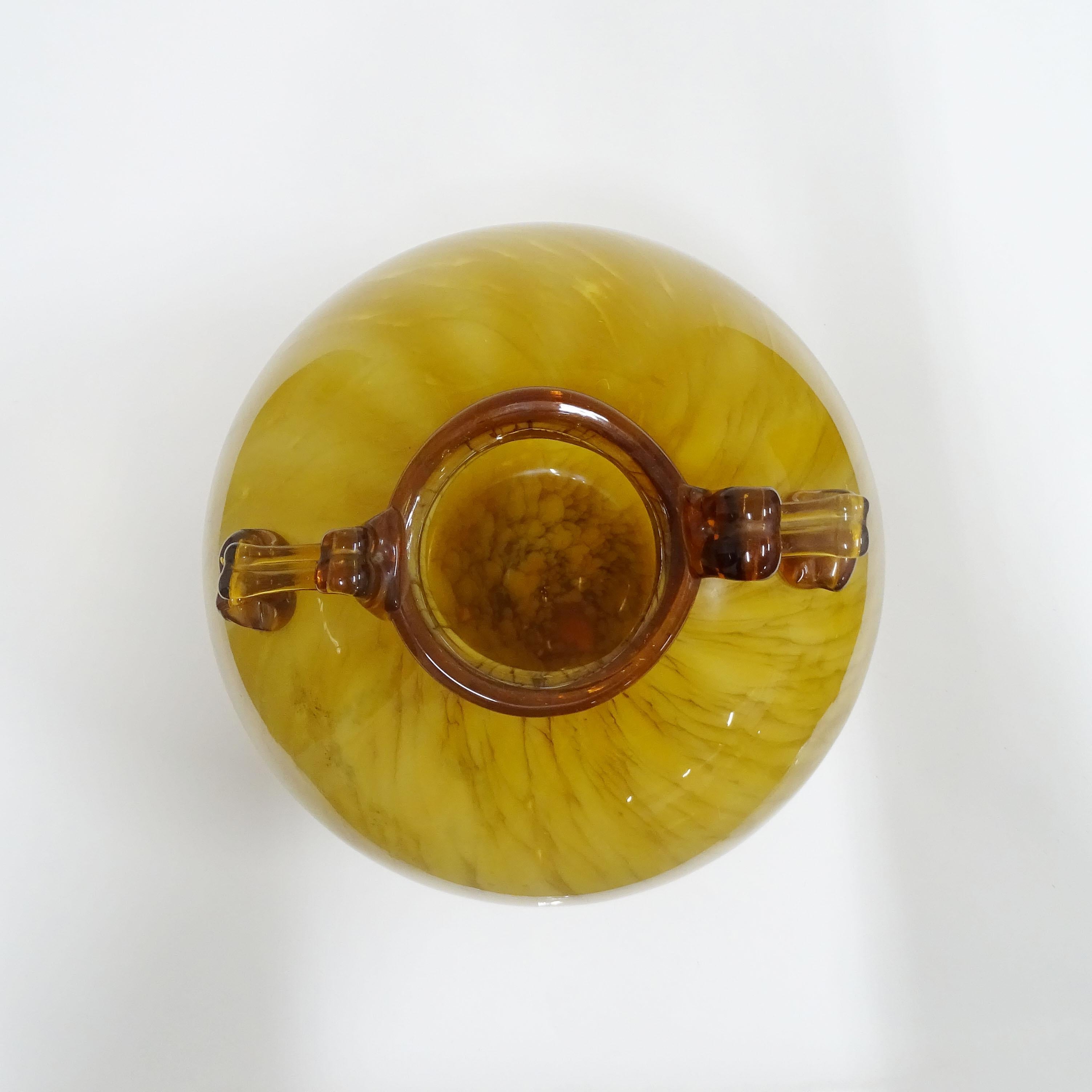 Mid-20th Century Monumental Fratelli Toso Yellow Murano glass vase, Italy 1930s For Sale