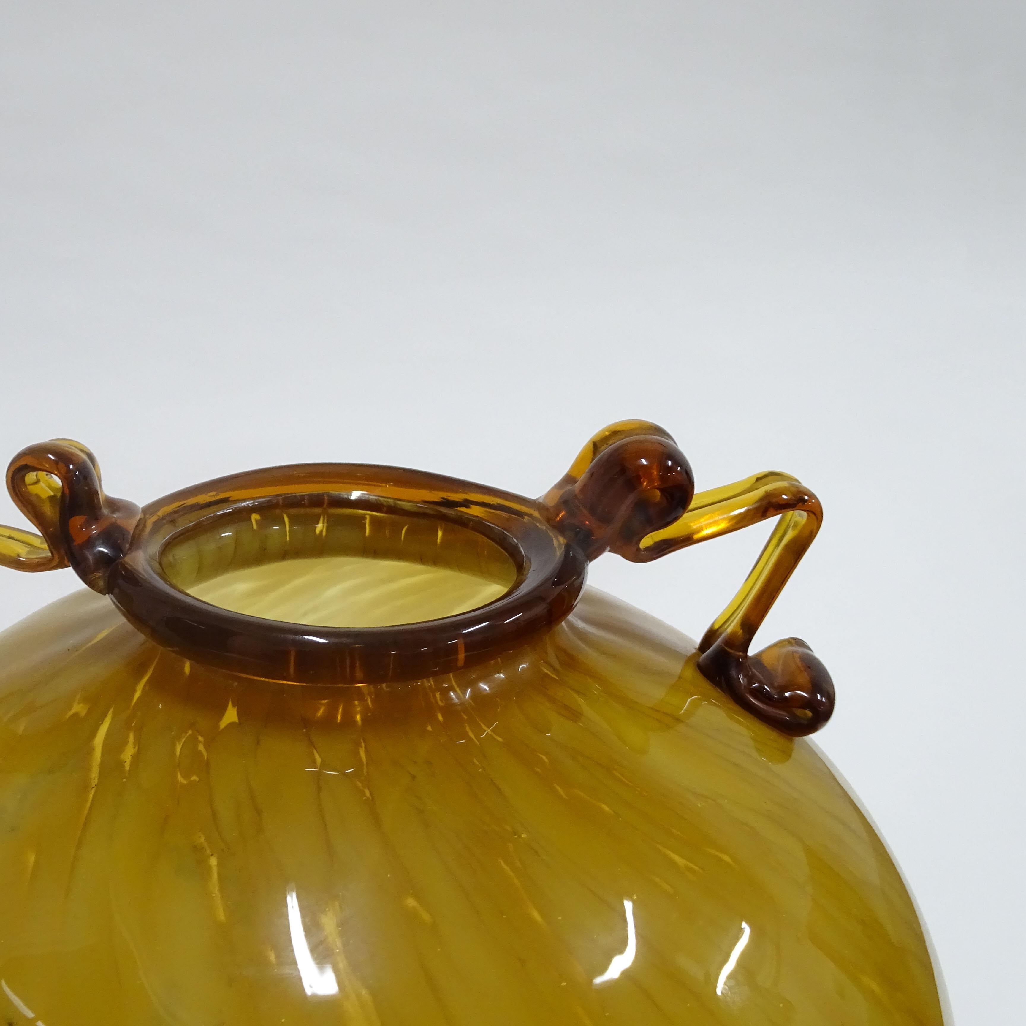 Murano Glass Monumental Fratelli Toso Yellow Murano glass vase, Italy 1930s For Sale