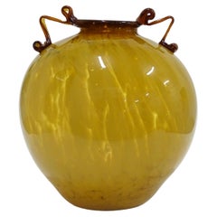 Monumental jarrón de cristal de Murano amarillo Fratelli Toso, Italia Años 30