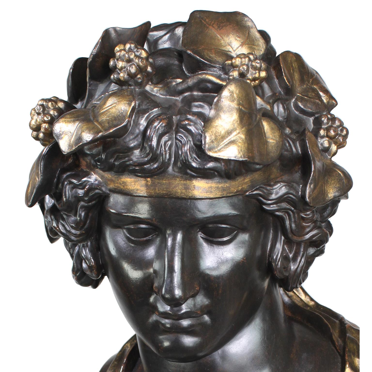 Monumental French 19th Century Cast-Iron Bust of 'Head of Antinous as Dionysus' For Sale 3