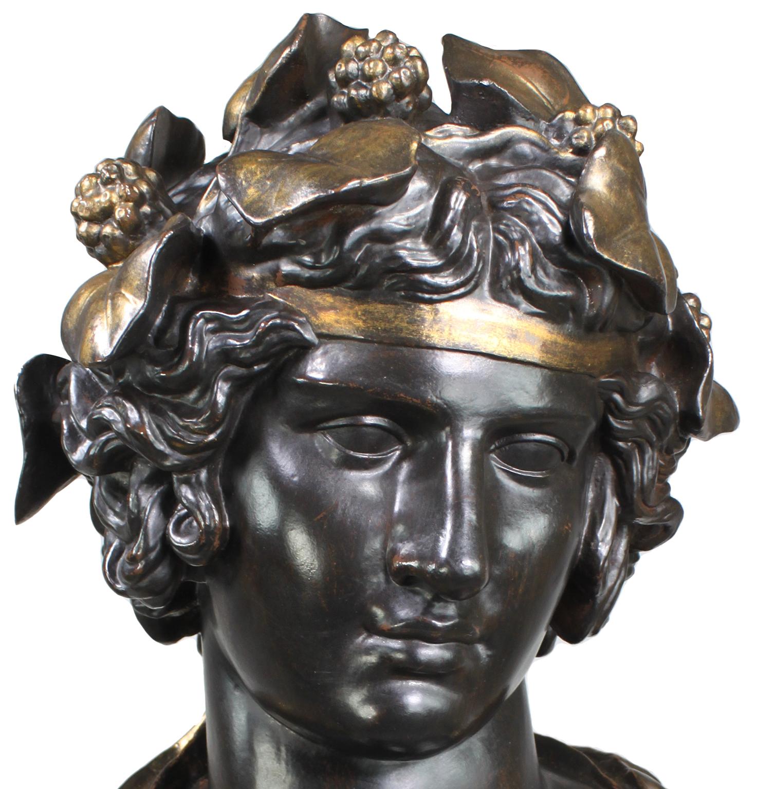 Monumental French 19th Century Cast-Iron Bust of 'Head of Antinous as Dionysus' For Sale 4