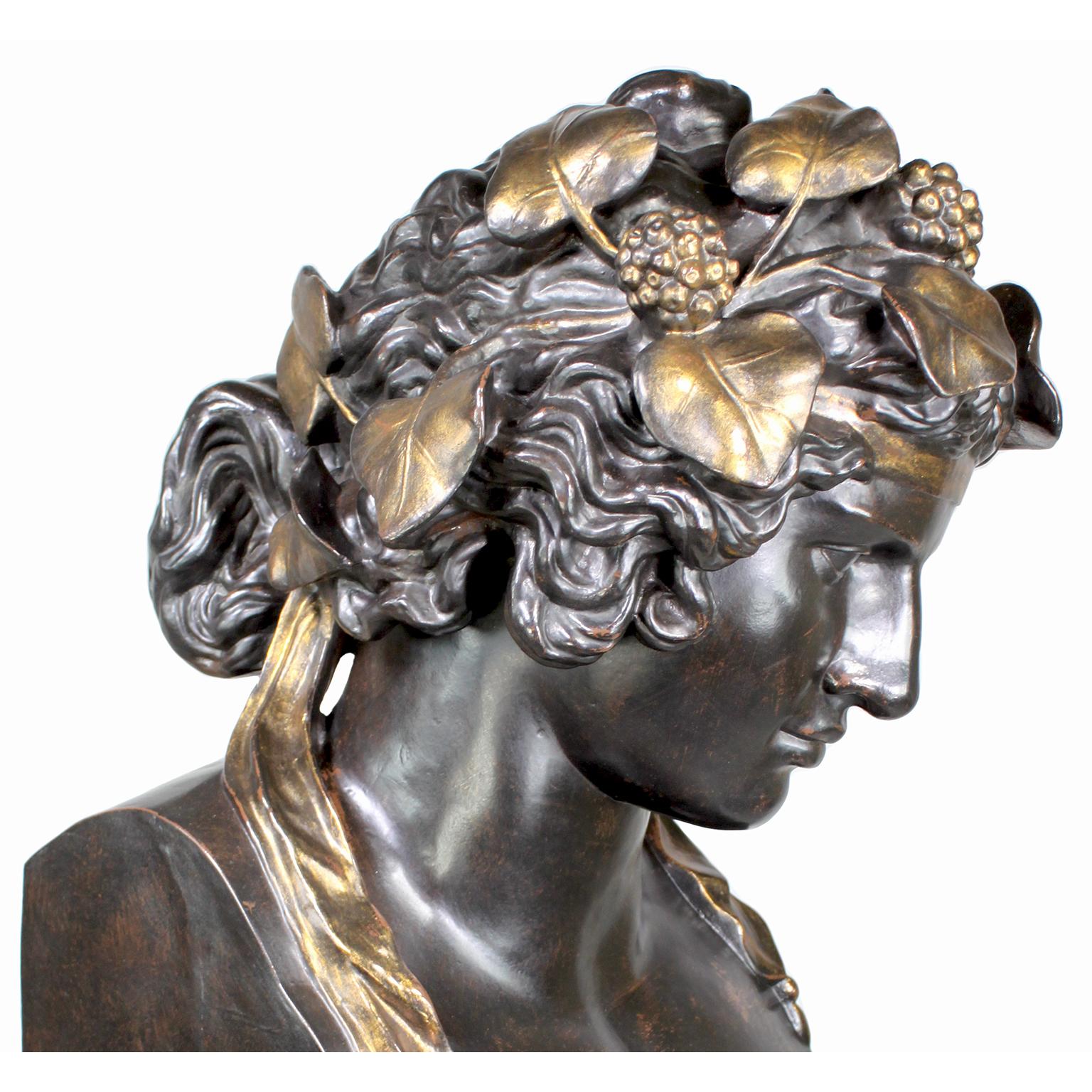 Monumental French 19th Century Cast-Iron Bust of 'Head of Antinous as Dionysus' For Sale 5