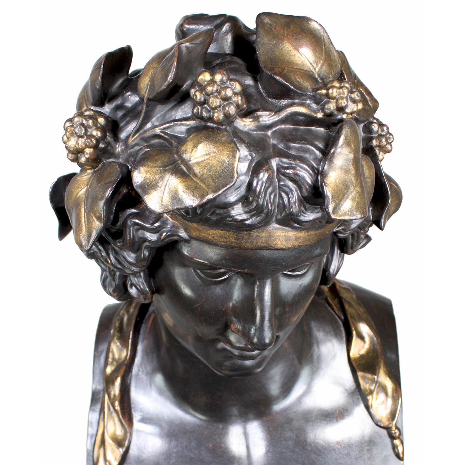 Monumental French 19th Century Cast-Iron Bust of 'Head of Antinous as Dionysus' For Sale 6