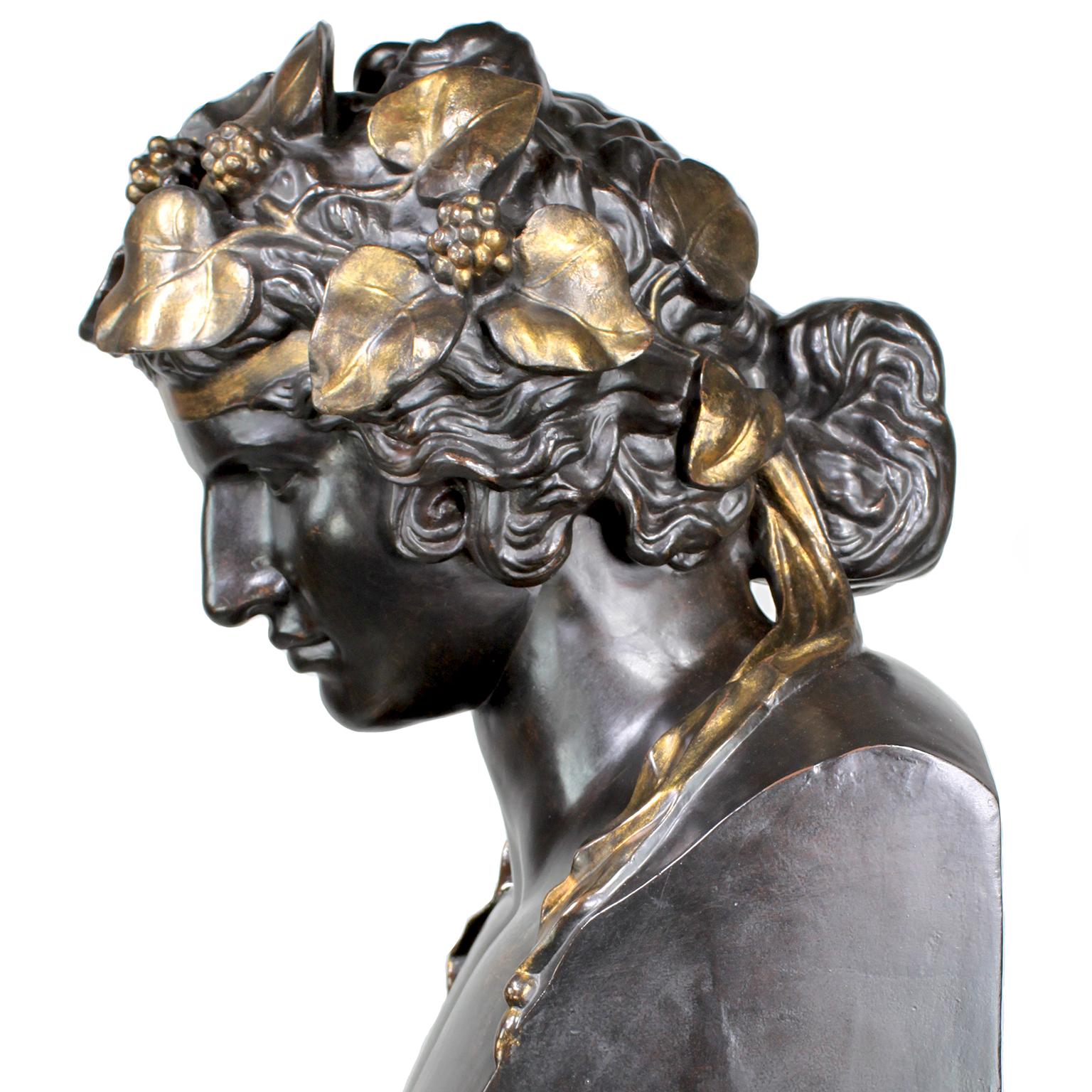Monumental French 19th Century Cast-Iron Bust of 'Head of Antinous as Dionysus' For Sale 7