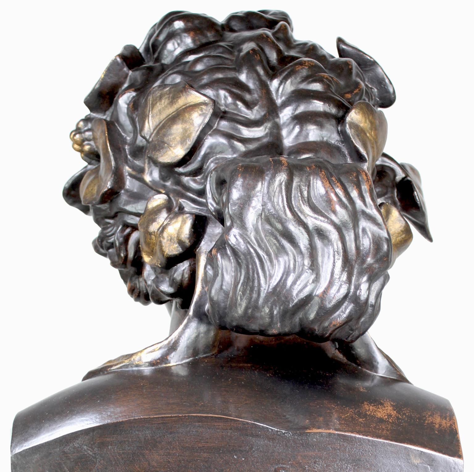 Monumental French 19th Century Cast-Iron Bust of 'Head of Antinous as Dionysus' For Sale 9