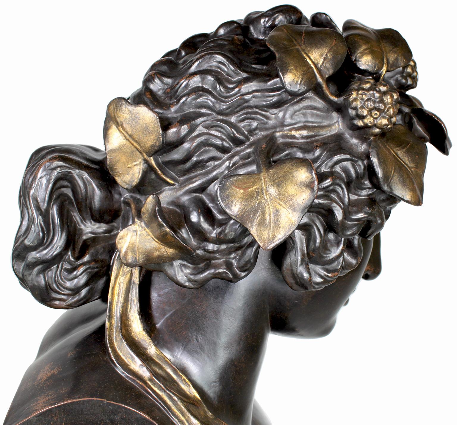 Monumental French 19th Century Cast-Iron Bust of 'Head of Antinous as Dionysus' For Sale 11