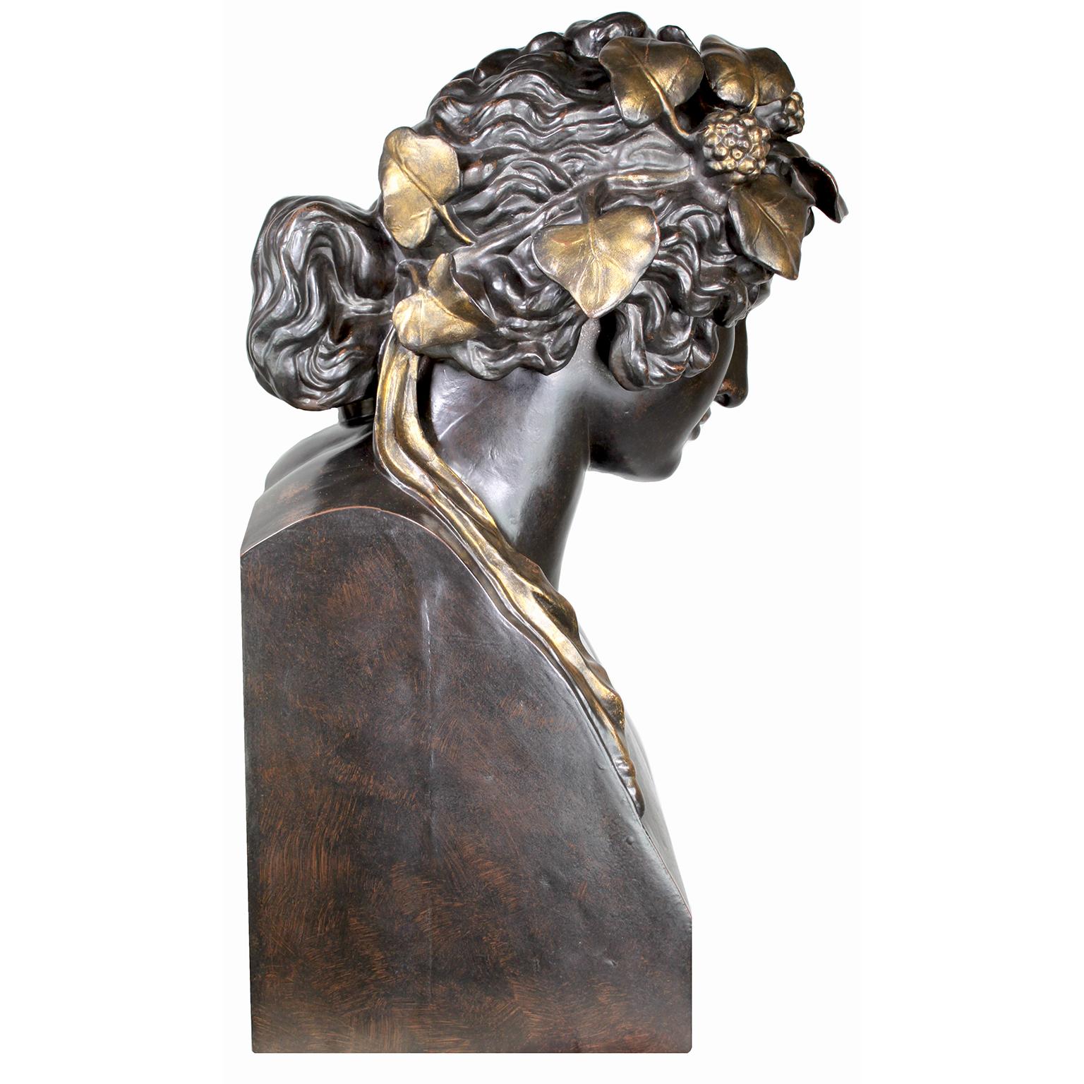 Monumental French 19th Century Cast-Iron Bust of 'Head of Antinous as Dionysus' For Sale 1