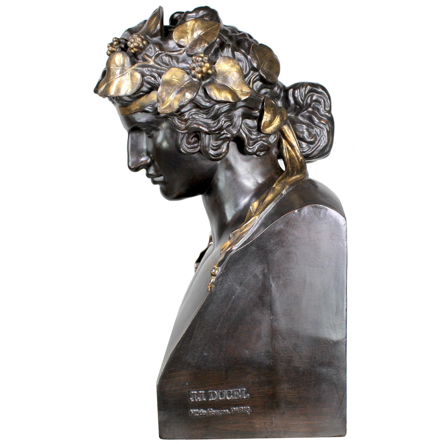 Monumental French 19th Century Cast-Iron Bust of 'Head of Antinous as Dionysus' For Sale 2