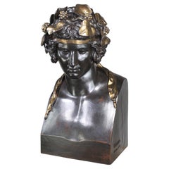 Monumental French 19th Century Cast-Iron Bust of 'Head of Antinous as Dionysus'