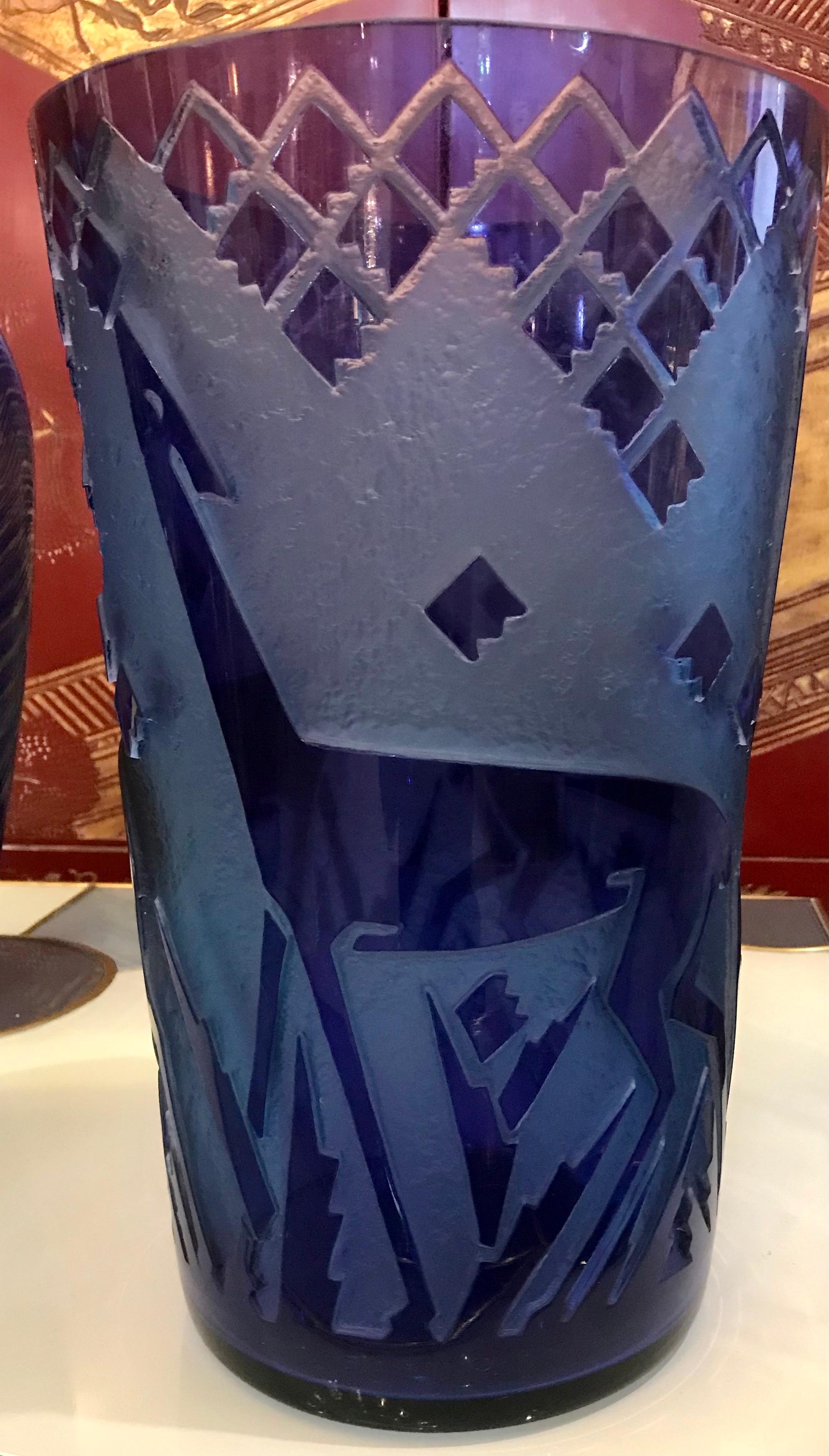 Monumental vase Art Déco français Fawn gravé à l'acide par Daum Nancy en vente 7