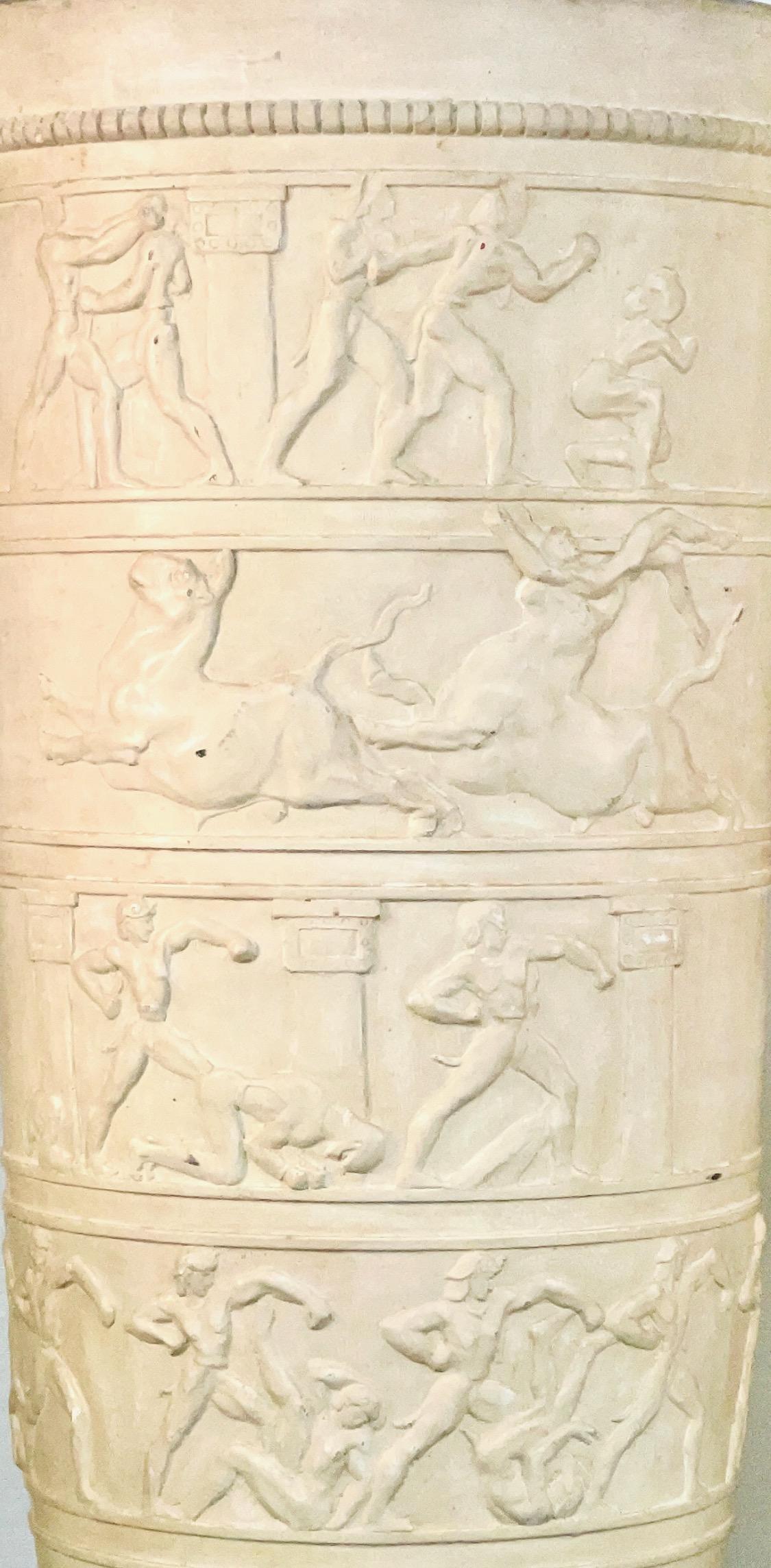 Monumental French Art Deco Luminaire Urn with Bas Relief For Sale 5