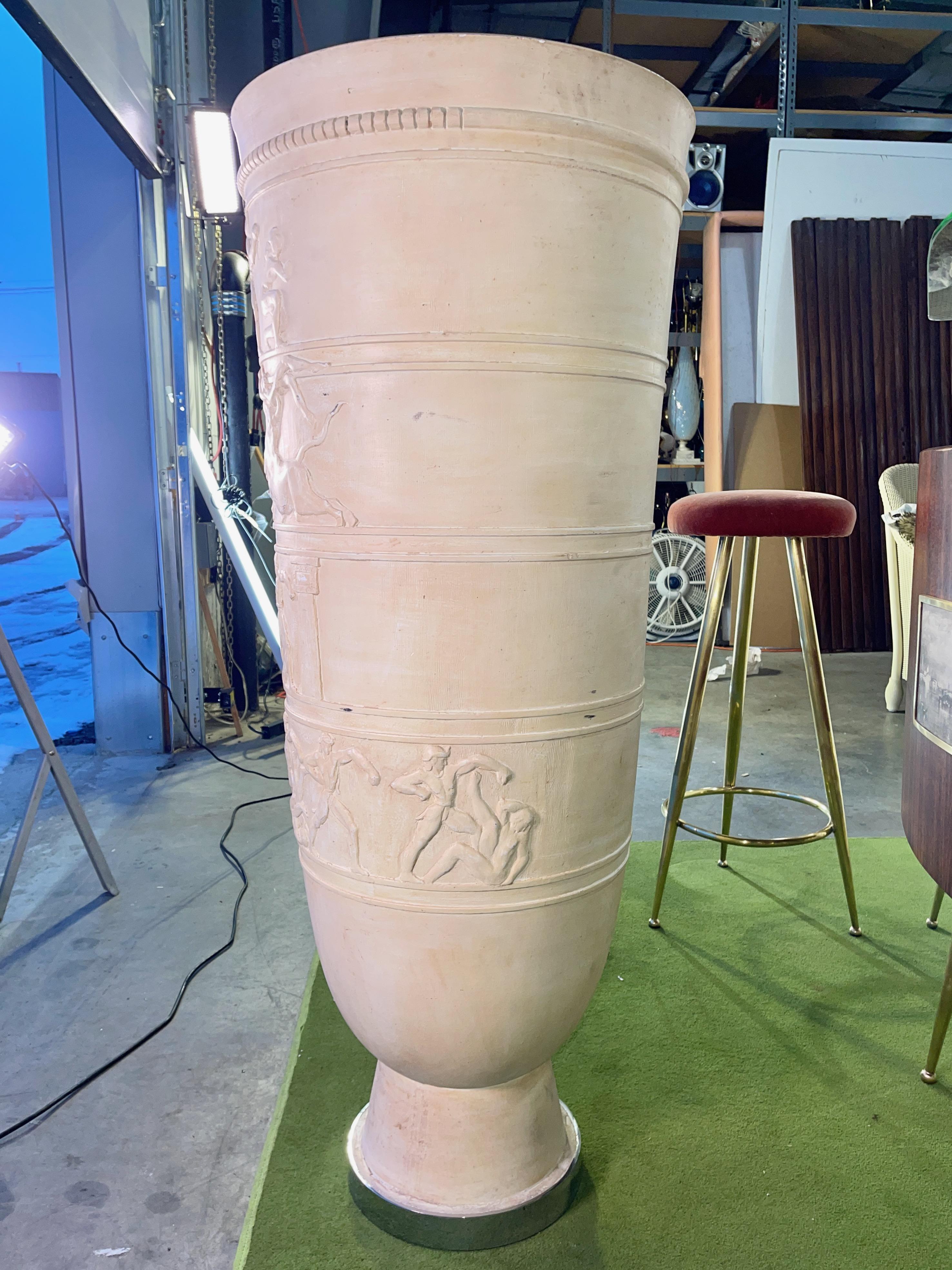 Monumental French Art Deco Luminaire Urn with Bas Relief For Sale 13