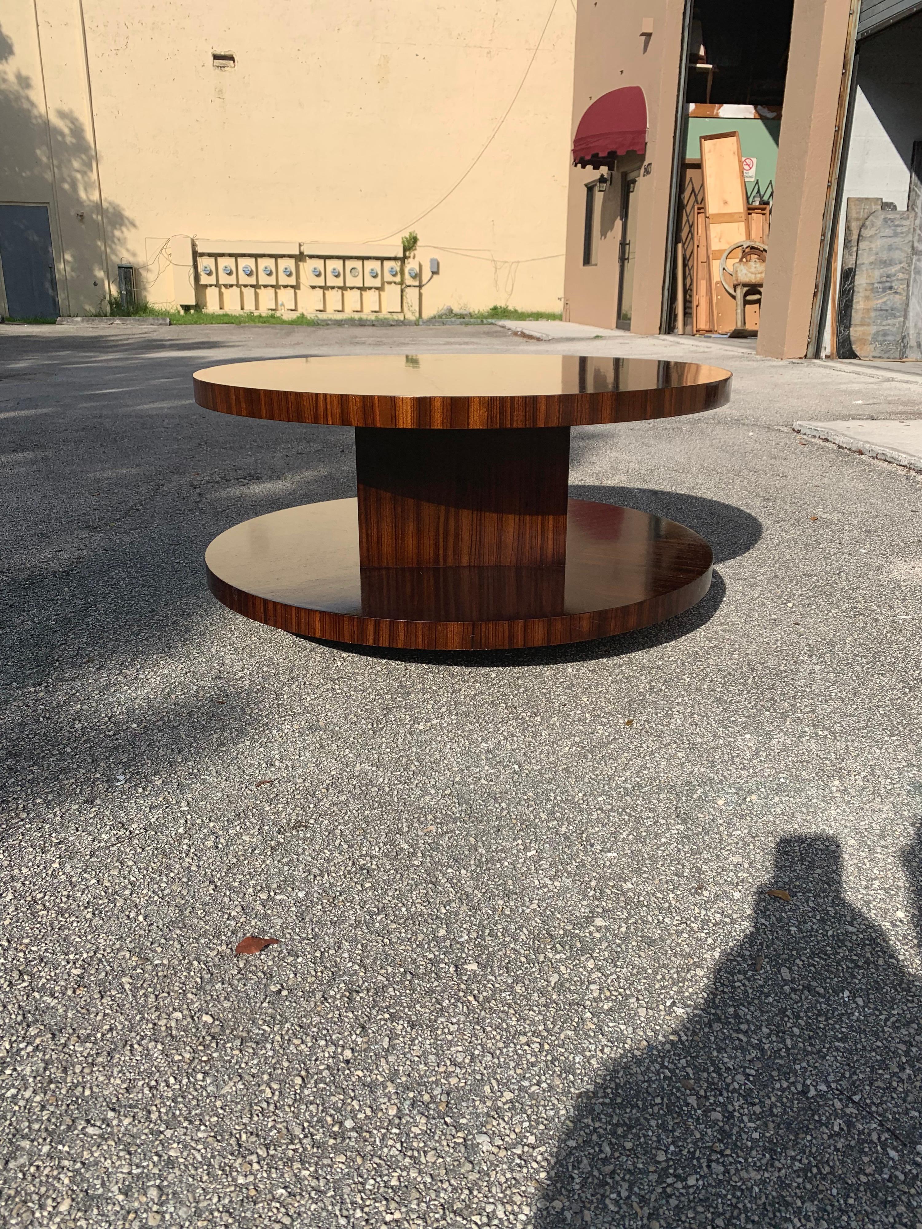 Monumental French Art Deco Sunburst Macassar Rotating Coffee Table 11
