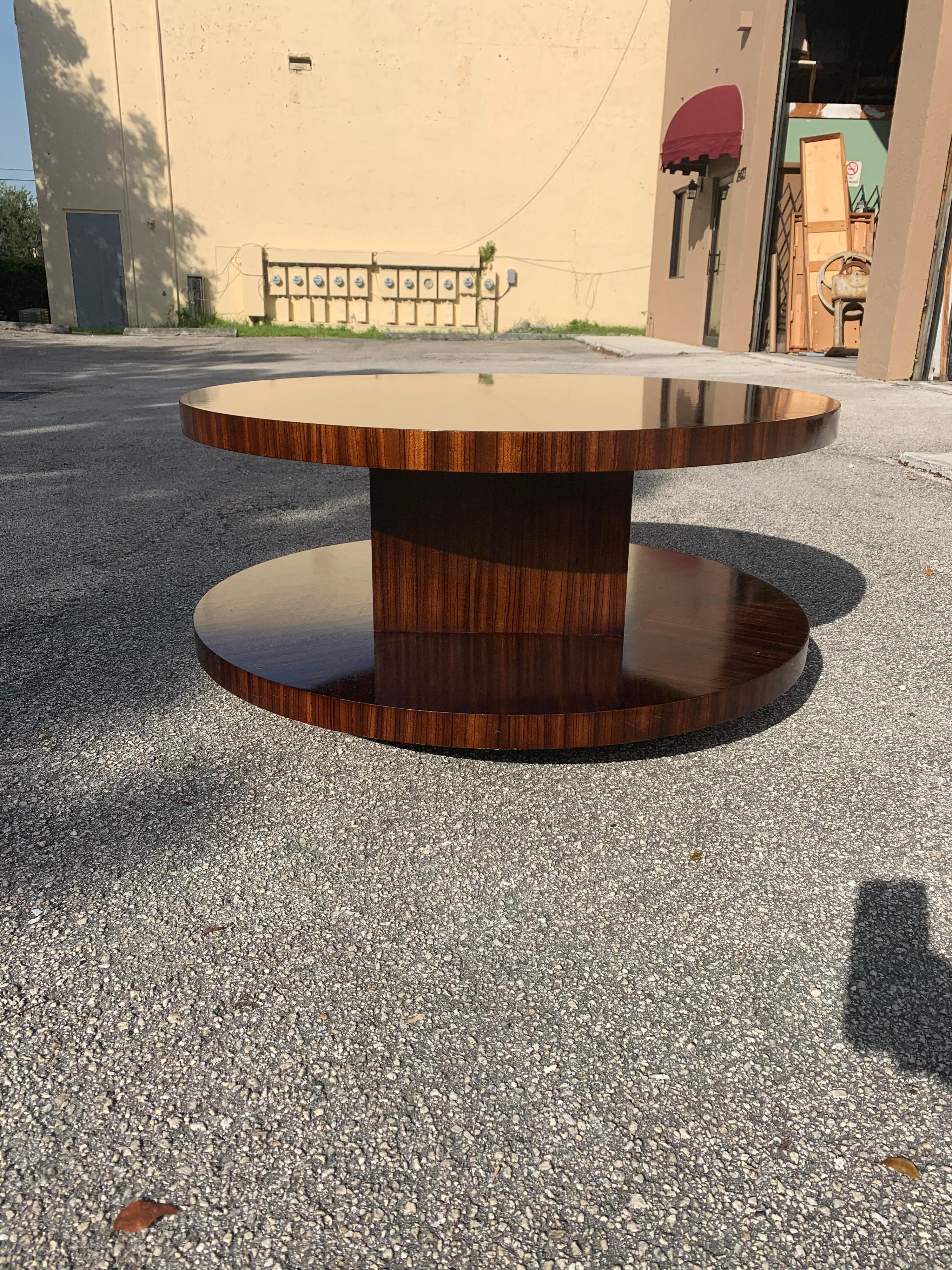 Monumental French Art Deco Sunburst Macassar Rotating Coffee Table 15