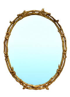Monumental 19th-Century French Faux Bois Giltwood Mirror In The Naturalist Style