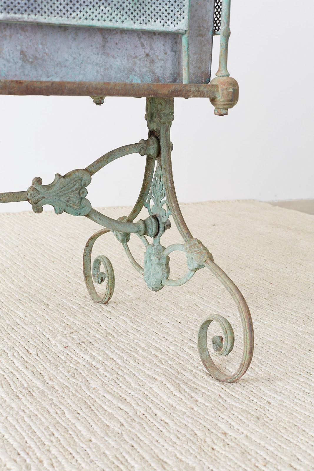 Monumental French Art Nouveau Iron Copper Jardiniere Planter 4
