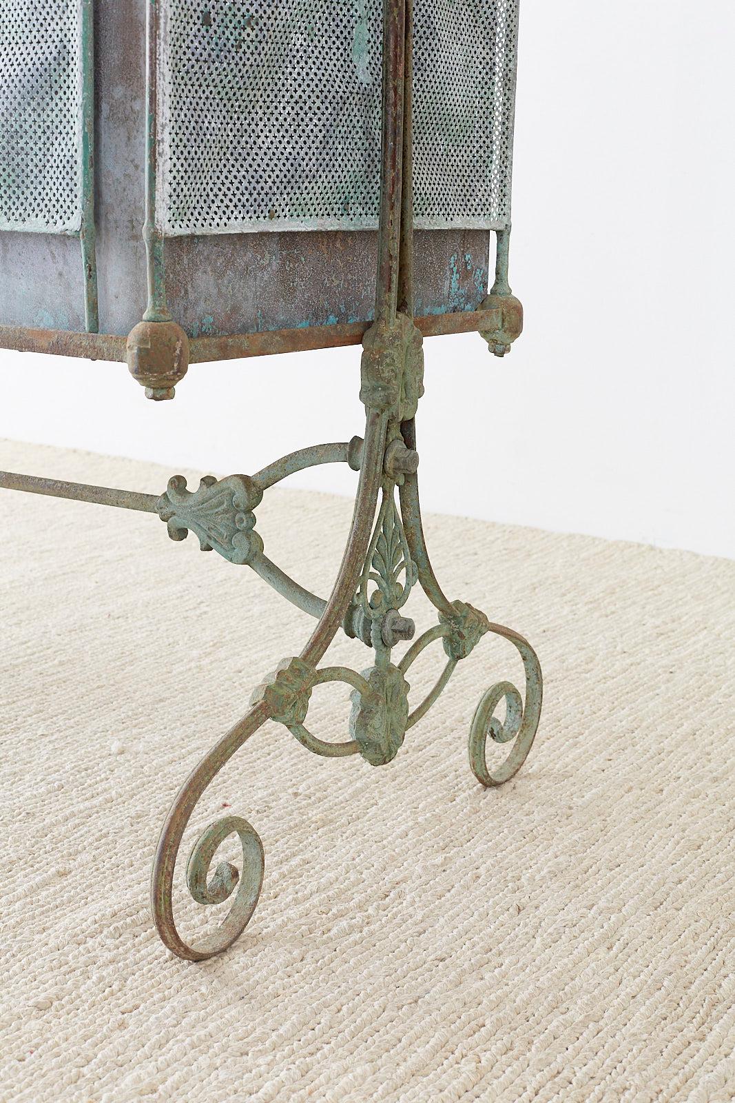 Monumental French Art Nouveau Iron Copper Jardiniere Planter 5