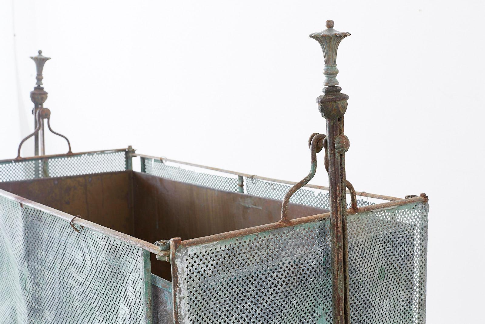 Monumental French Art Nouveau Iron Copper Jardiniere Planter 6