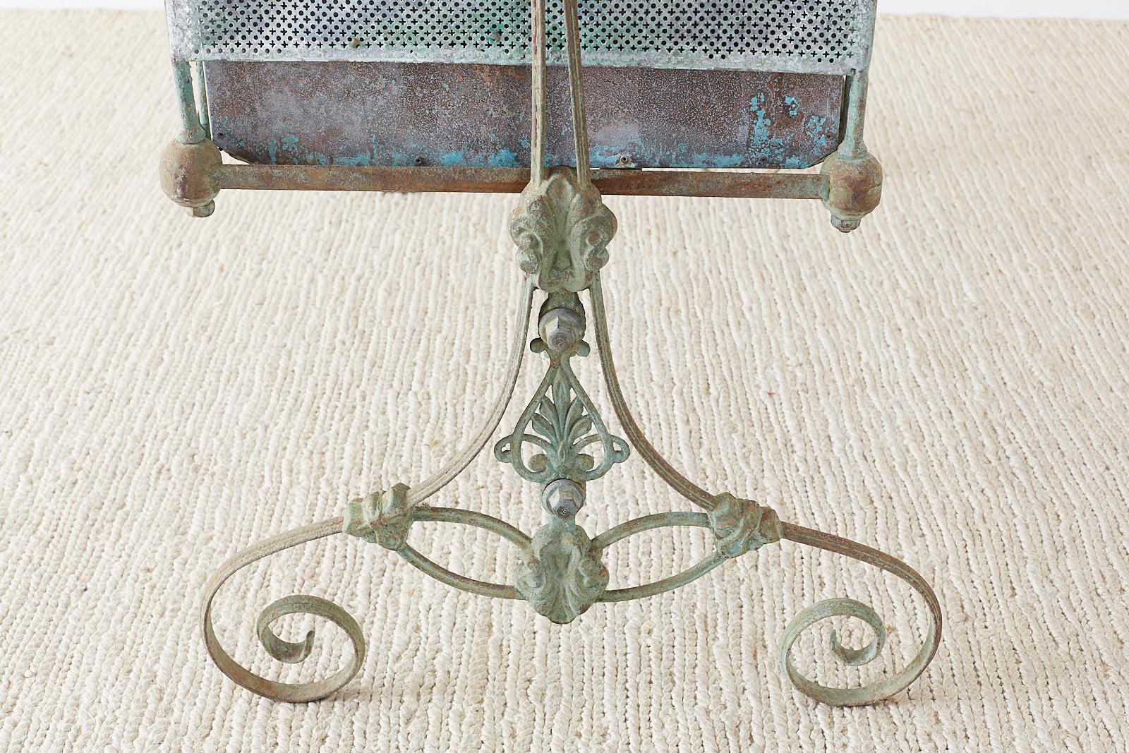 Monumental French Art Nouveau Iron Copper Jardiniere Planter 8