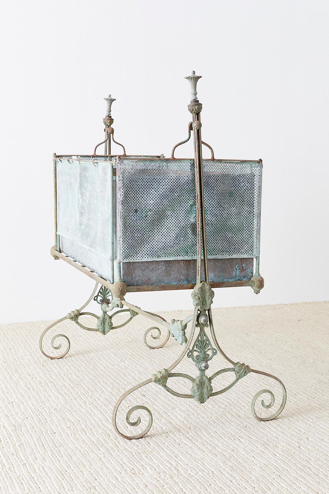 Bronze Monumental French Art Nouveau Iron Copper Jardiniere Planter
