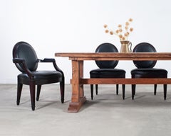 Monumental French Arts Crafts Oak Farmhouse Dining Table 9.5 Ft