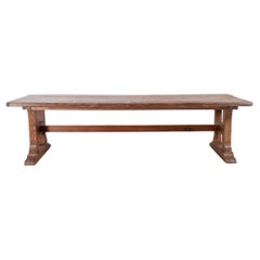 Monumental French Arts Crafts Oak Farmhouse Dining Table 9.5 Ft