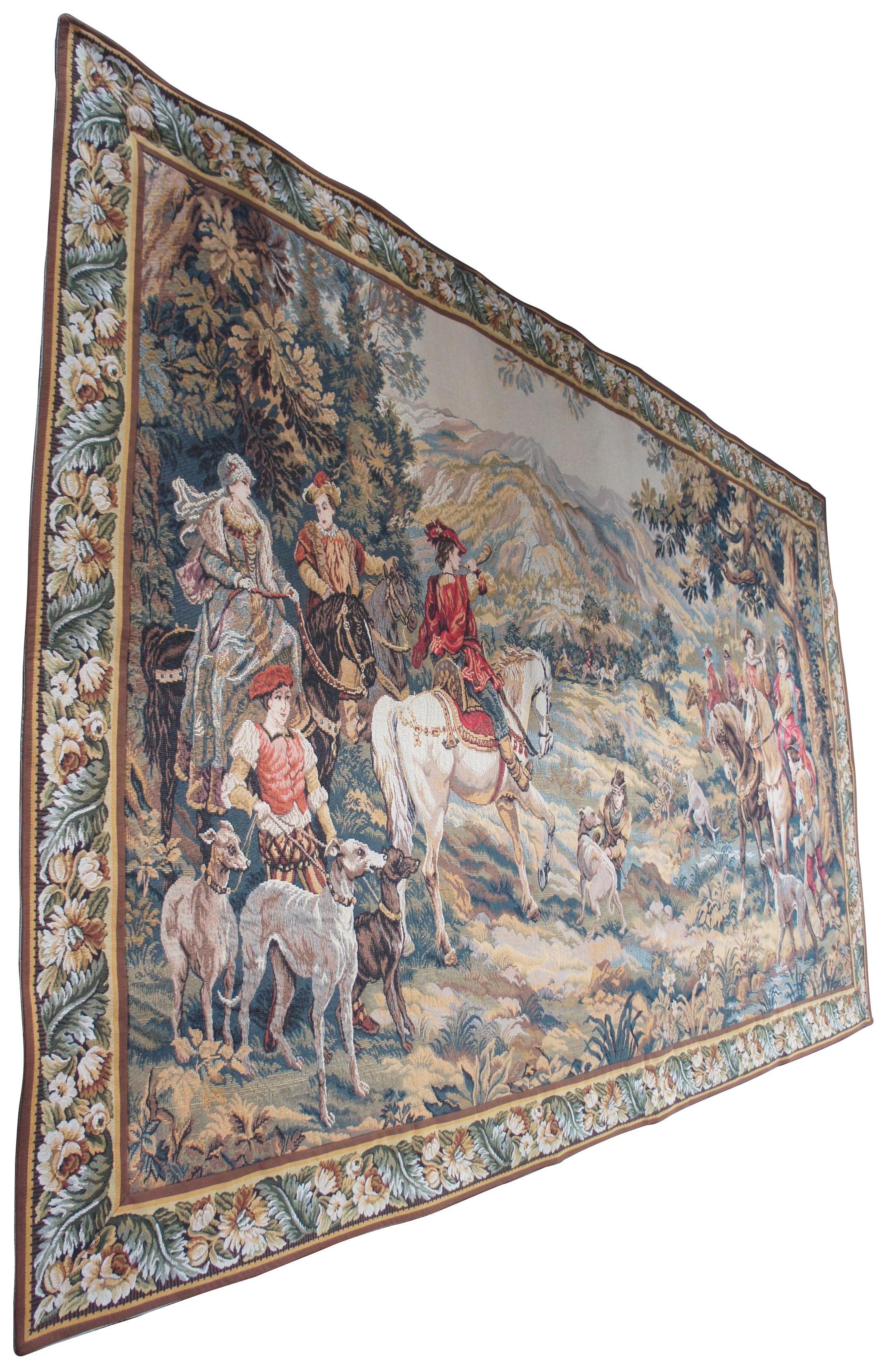 Monumental French Aubusson Royal hunt tapestry hunting with Hounds C Detti 103