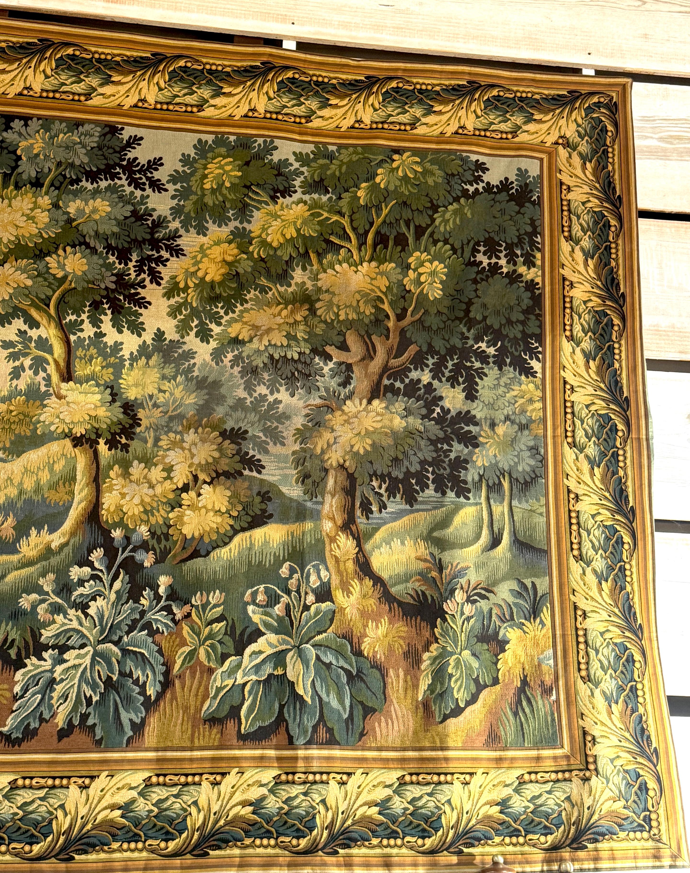 Monumental French Aubusson-Style Verdure Tapestry by Les Tapisseries d’Halluin For Sale 3
